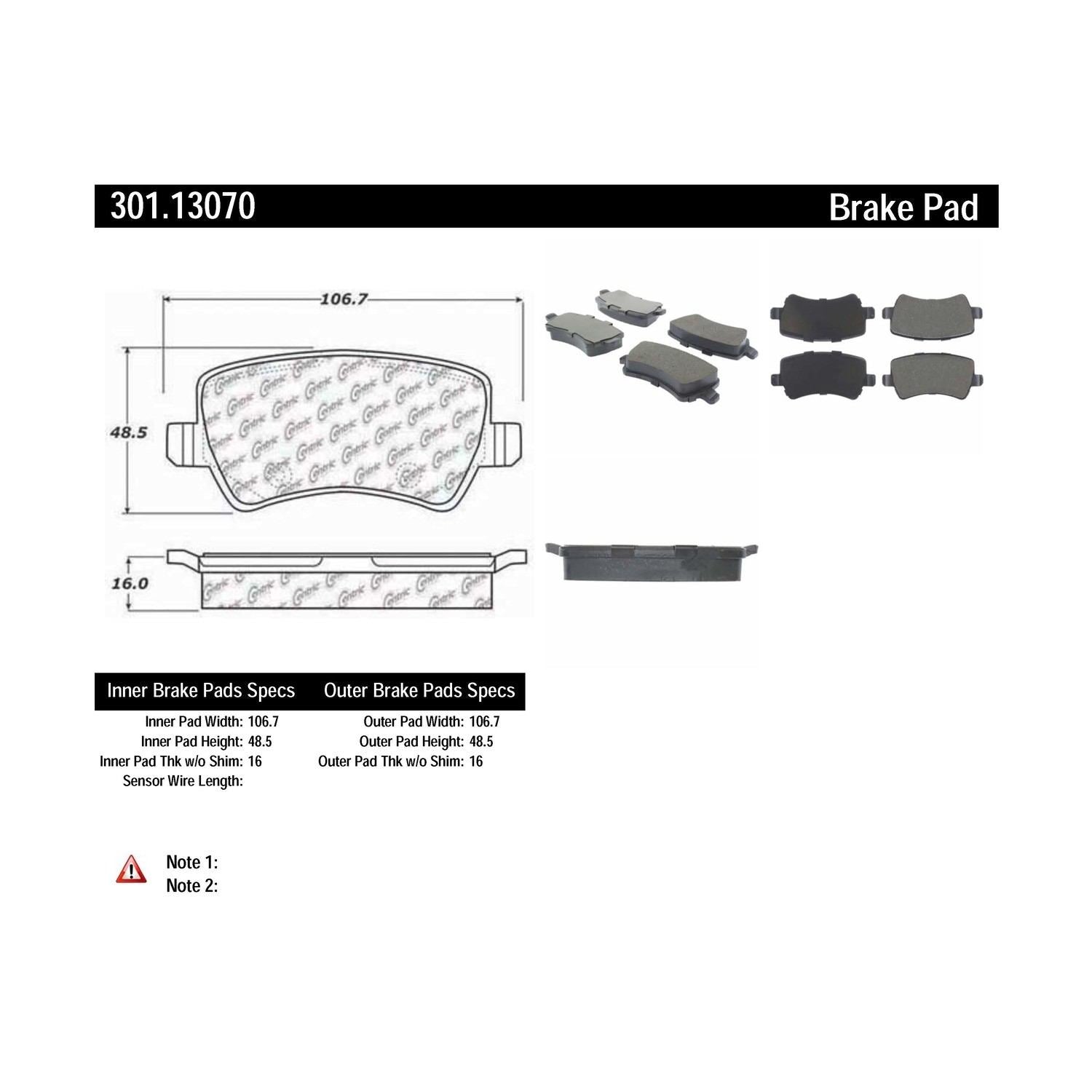 centric parts premium ceramic brake pads with shims and hardware  frsport 301.13070