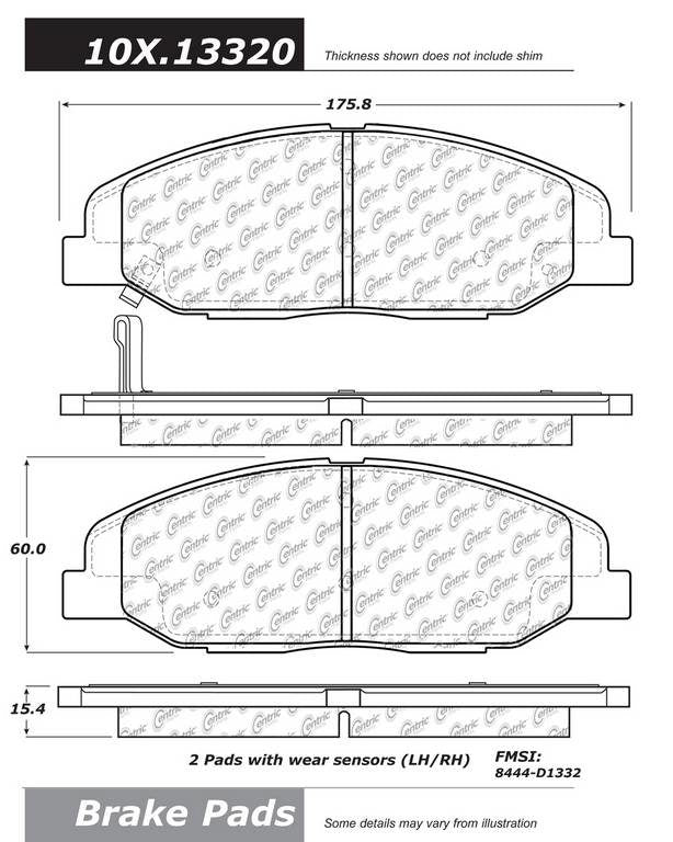 Stoptech Centric Centric Premium Ceramic Brake Pads 301.13320