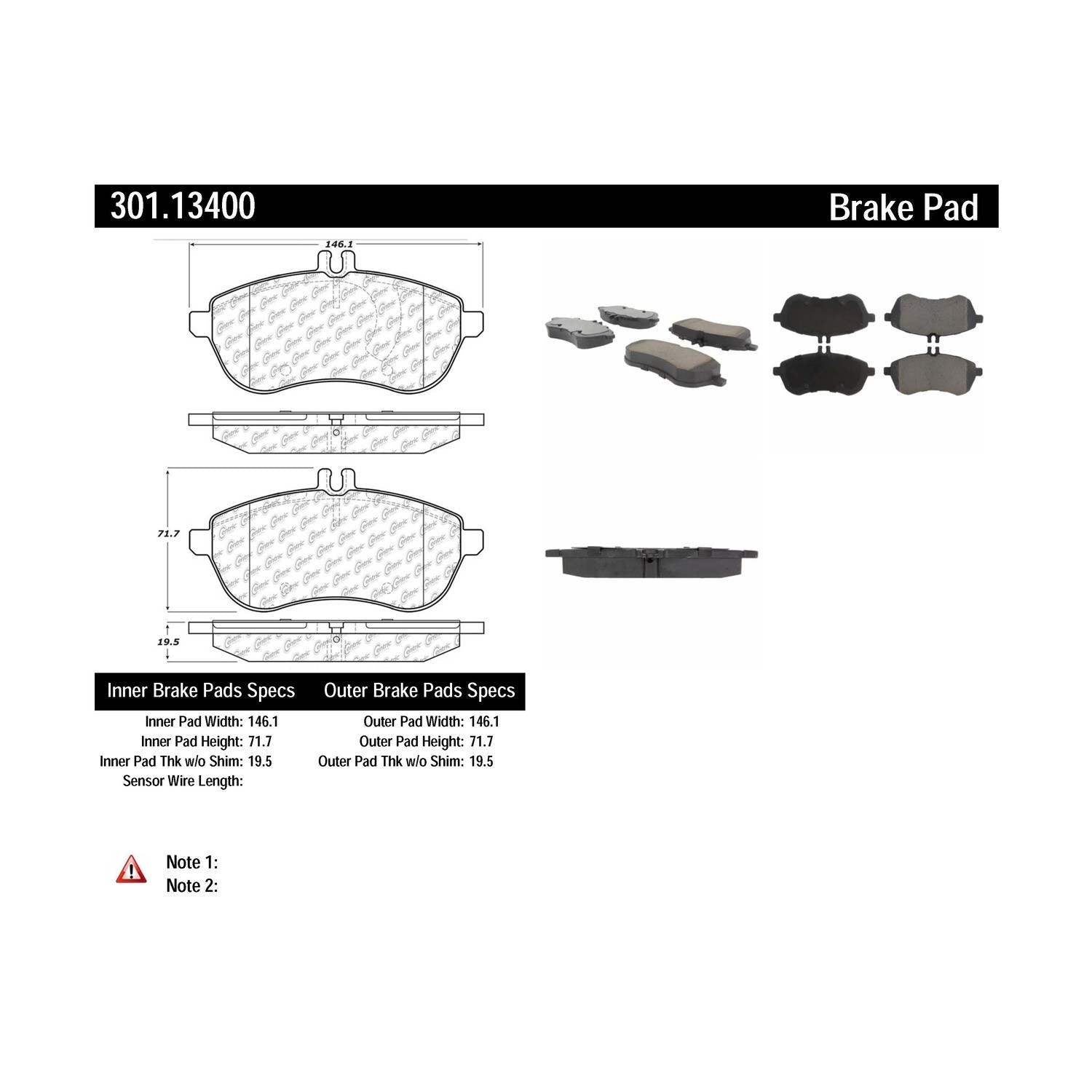 centric parts premium ceramic brake pads with shims and hardware  frsport 301.13400