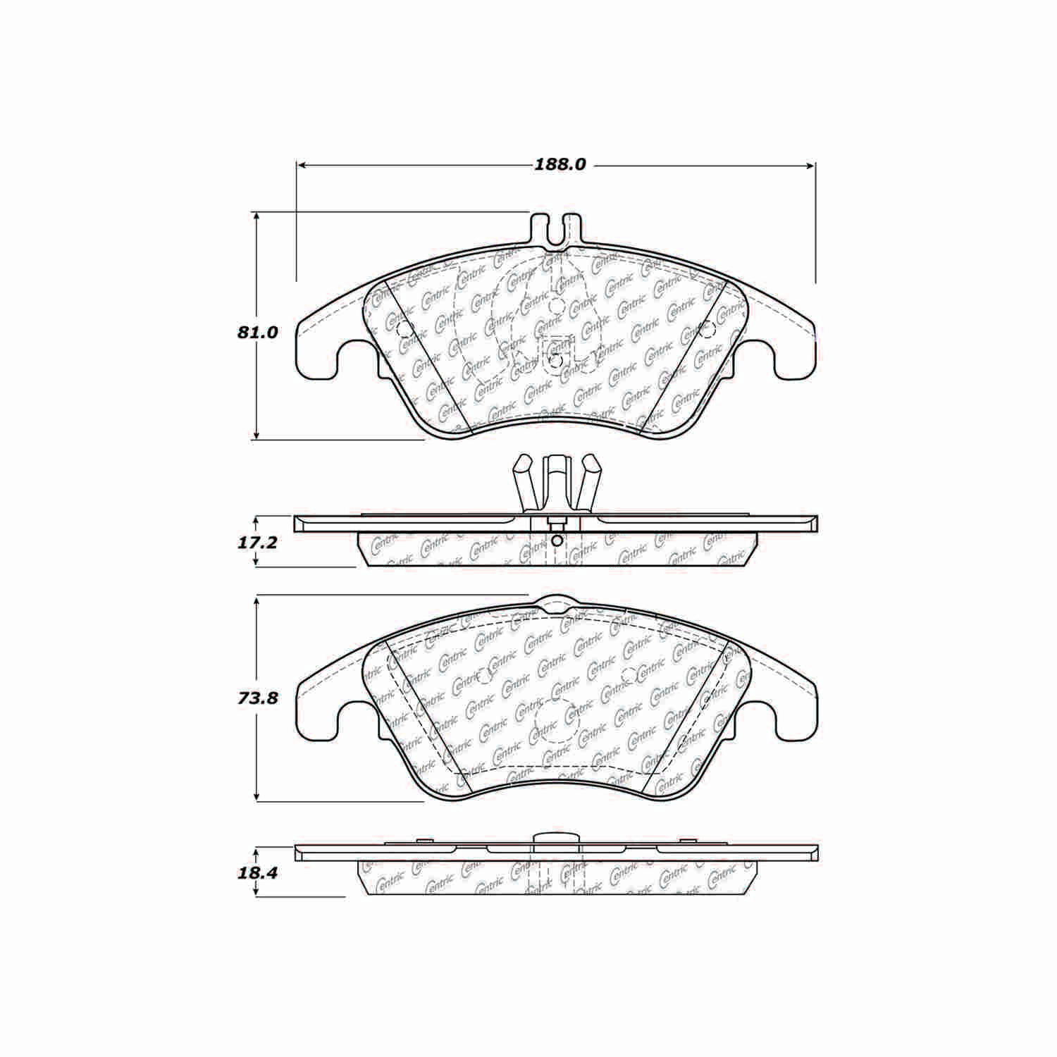 centric parts premium ceramic brake pads with shims and hardware  frsport 301.13420