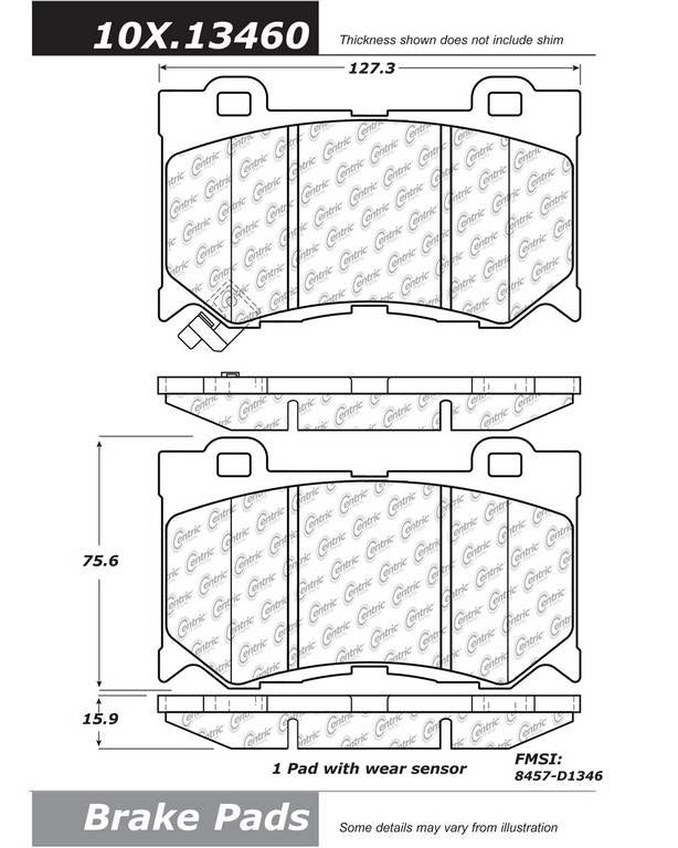 Stoptech Centric Centric Premium Ceramic Brake Pads 301.13460