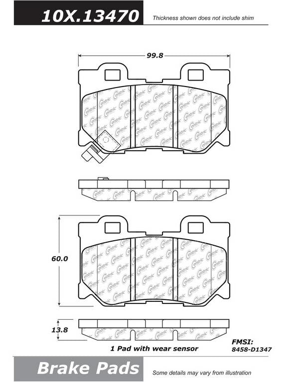 Stoptech Centric Centric Premium Ceramic Brake Pads 301.13470