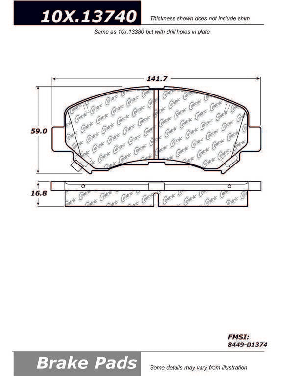 Stoptech Centric Centric Premium Ceramic Brake Pads 301.13740