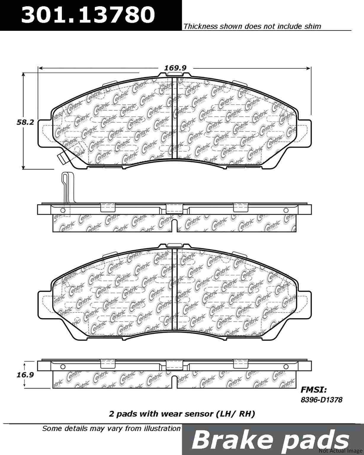 Stoptech Centric Centric Premium Ceramic Brake Pads 301.13780