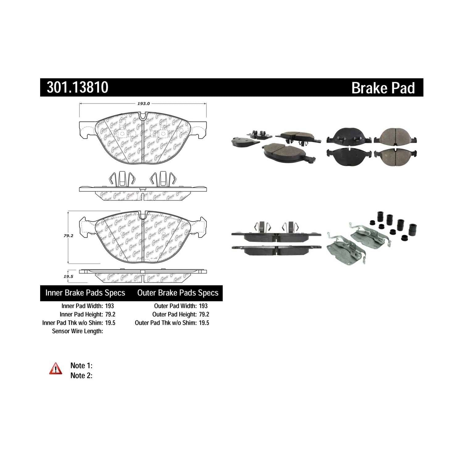 centric parts premium ceramic brake pads with shims and hardware  frsport 301.13810