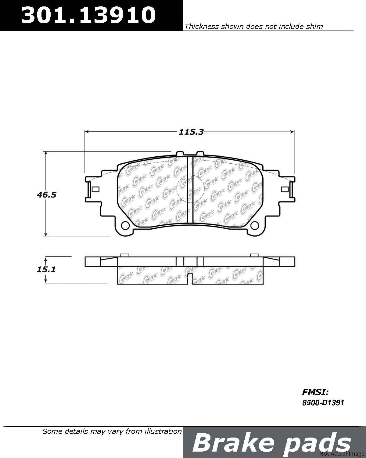 Stoptech Centric 11-12 Toyota Sienna / 10-12 Lexus RX350/RX450h Rear Premium Ceramic Brake Pads 301.13910