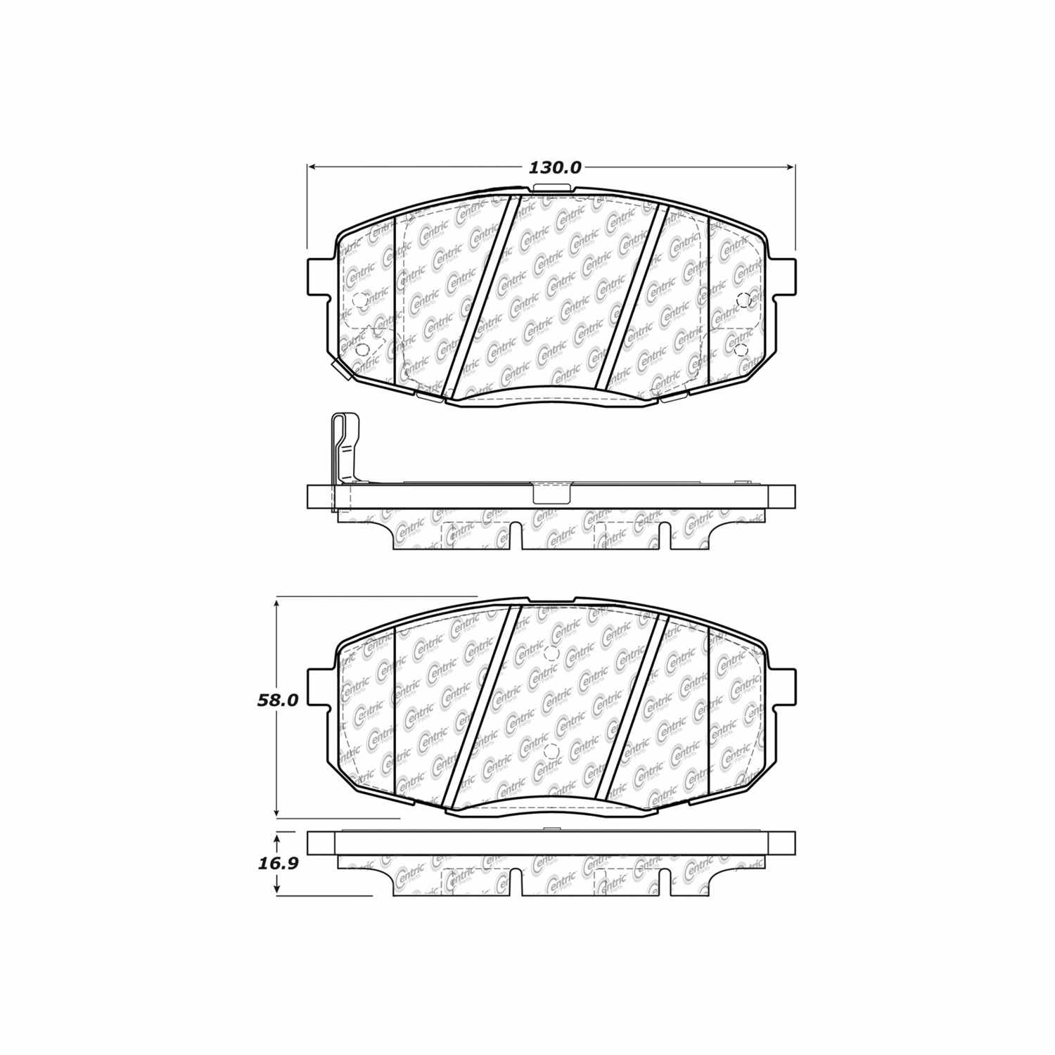 centric parts premium ceramic brake pads with shims and hardware  frsport 301.13970