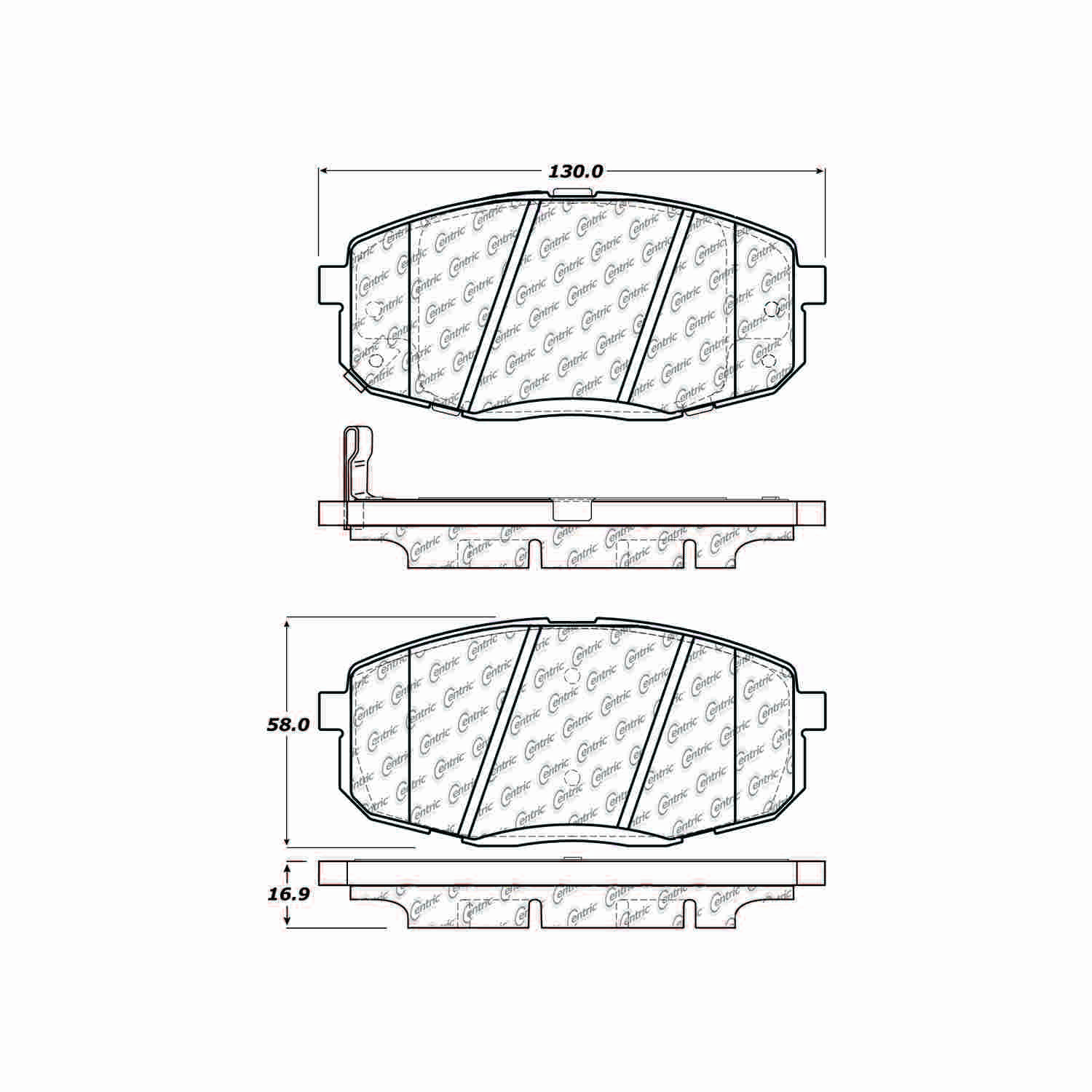 centric parts premium ceramic brake pads with shims and hardware  frsport 301.13971