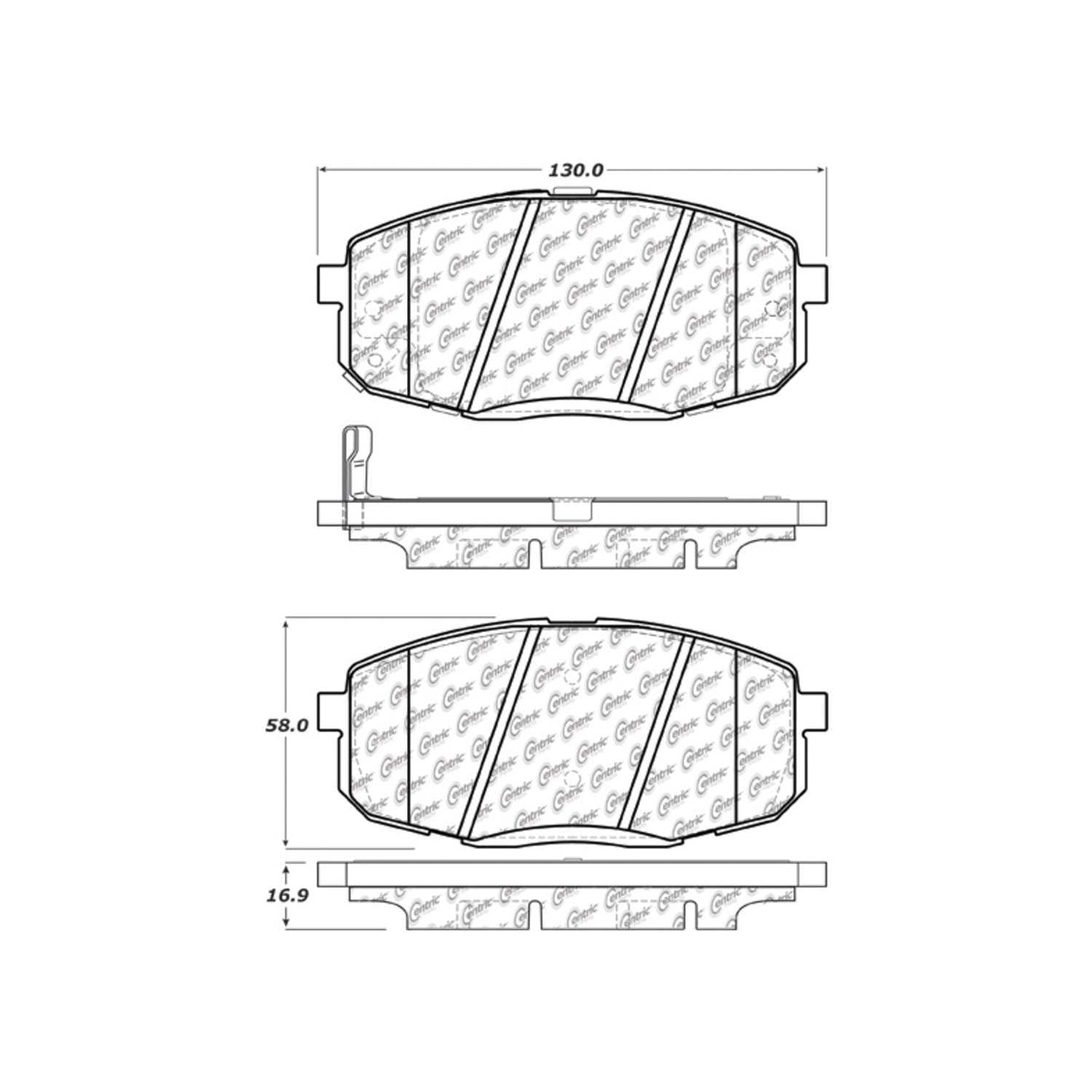 centric parts premium ceramic brake pads with shims and hardware  frsport 301.13972