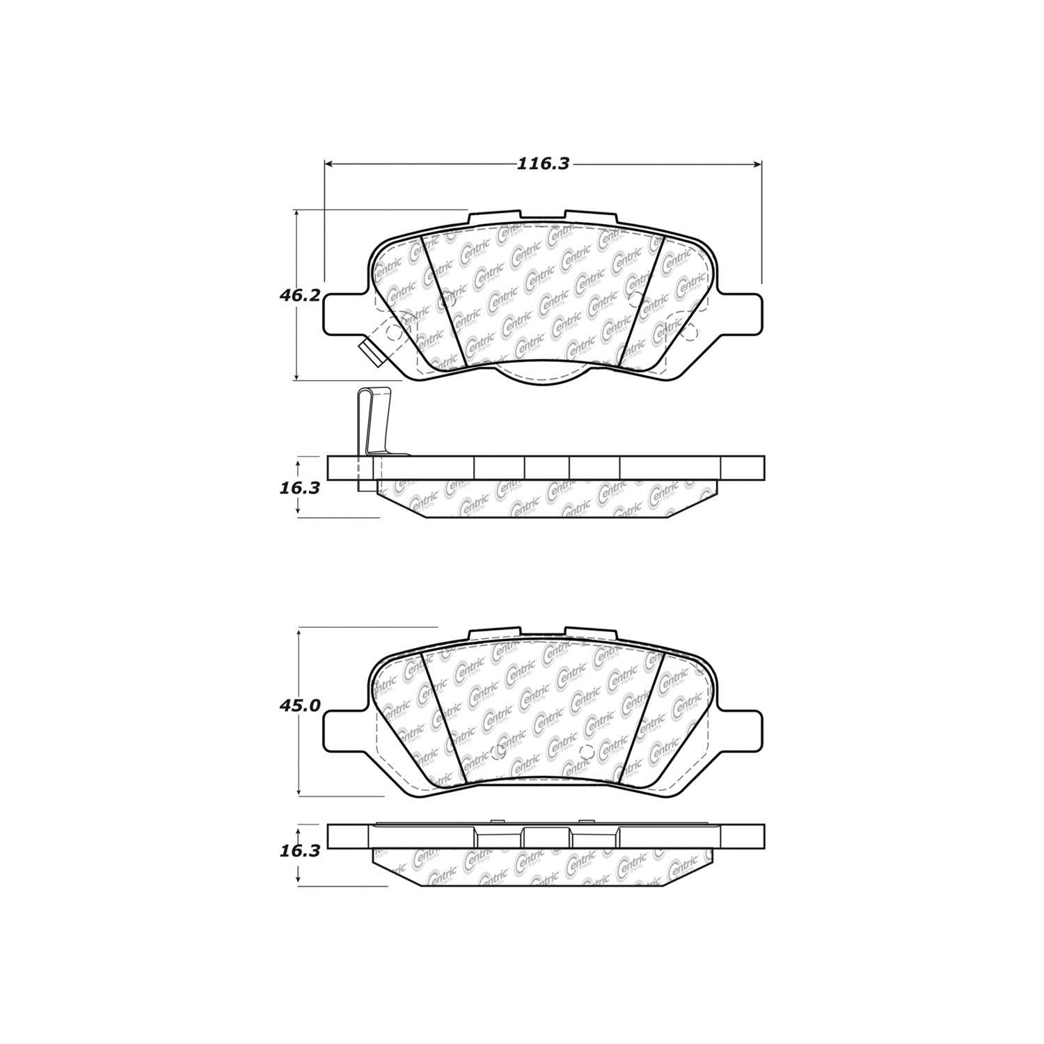 centric parts premium ceramic brake pads with shims and hardware  frsport 301.14020