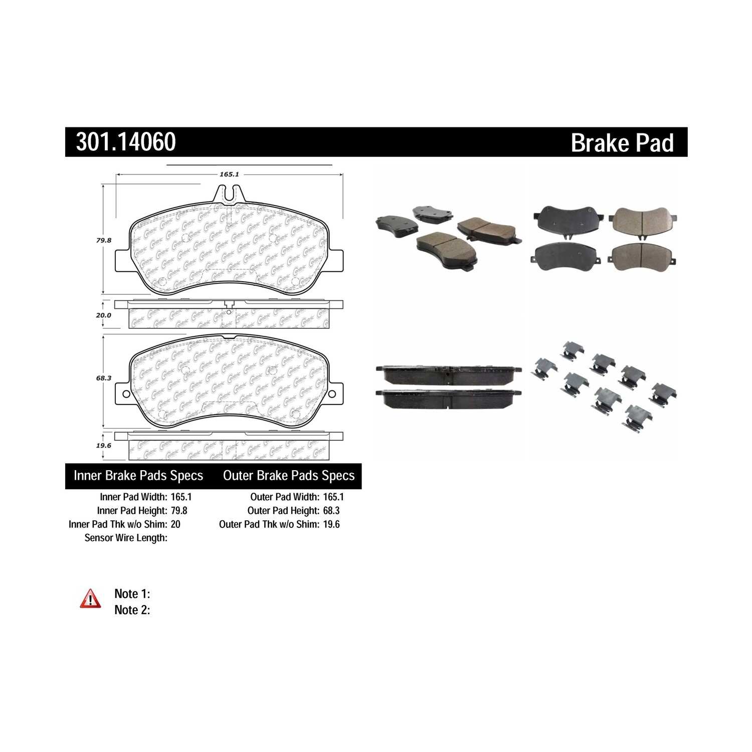 centric parts premium ceramic brake pads with shims and hardware  frsport 301.14060