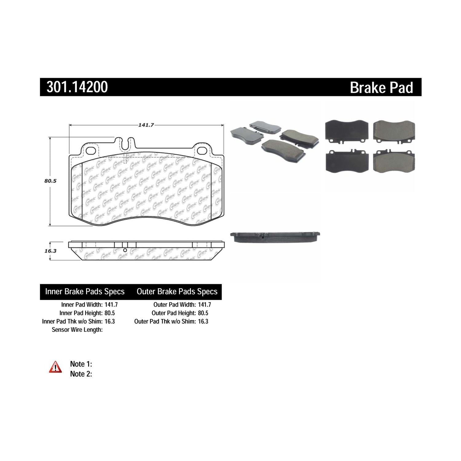 centric parts premium ceramic brake pads with shims and hardware  frsport 301.14200