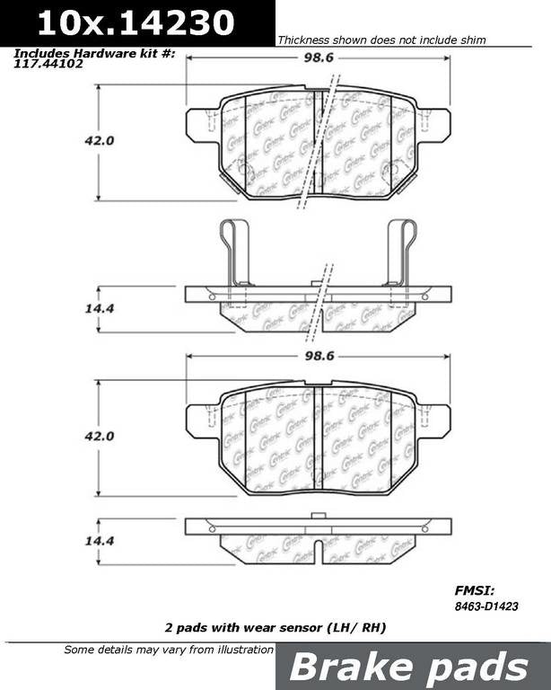 Stoptech Centric Centric Premium Ceramic Brake Pads 301.14230