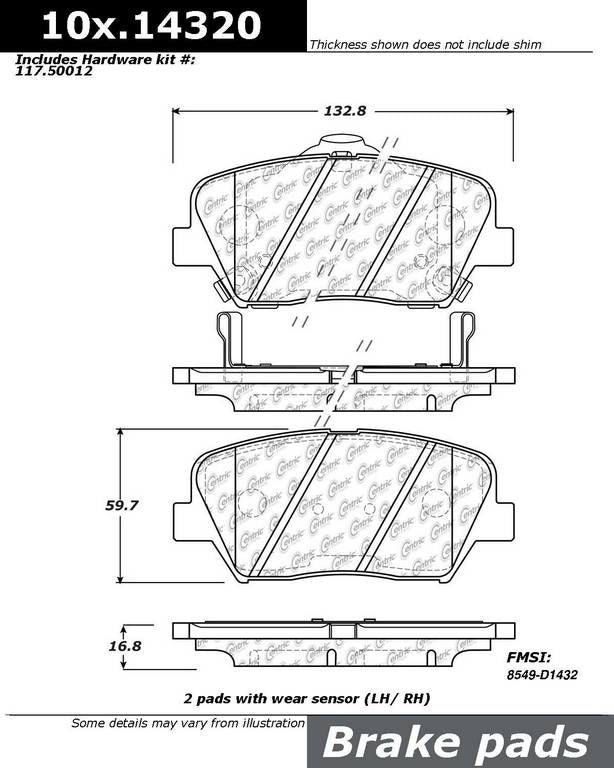 Stoptech Centric Centric Premium Ceramic Brake Pads 301.14320