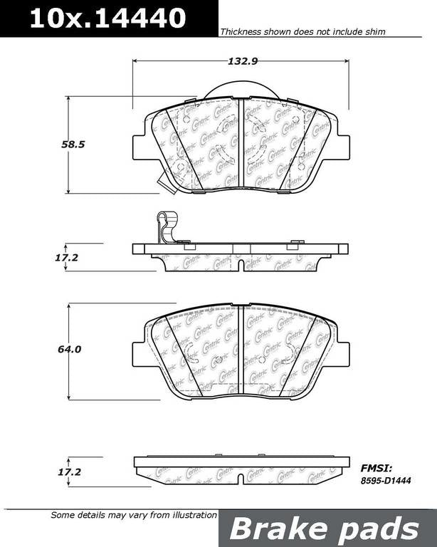 Stoptech Centric Centric Premium Ceramic Brake Pads 301.14440