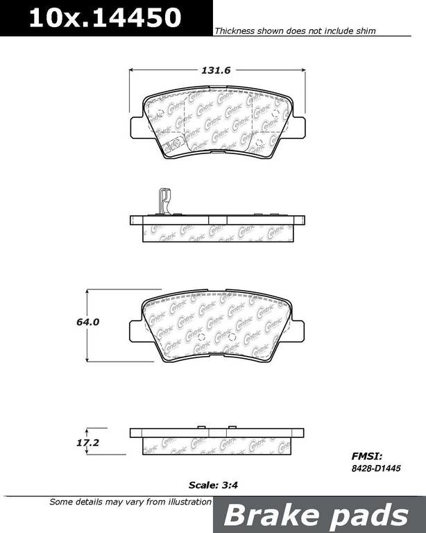 Stoptech Centric Centric Premium Ceramic Brake Pads 301.14450