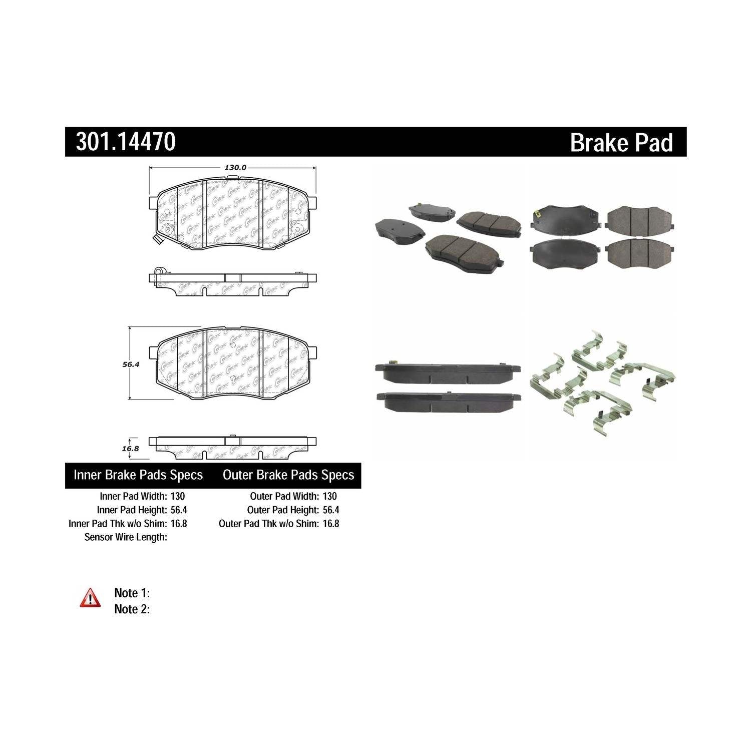 centric parts premium ceramic brake pads with shims and hardware  frsport 301.14470