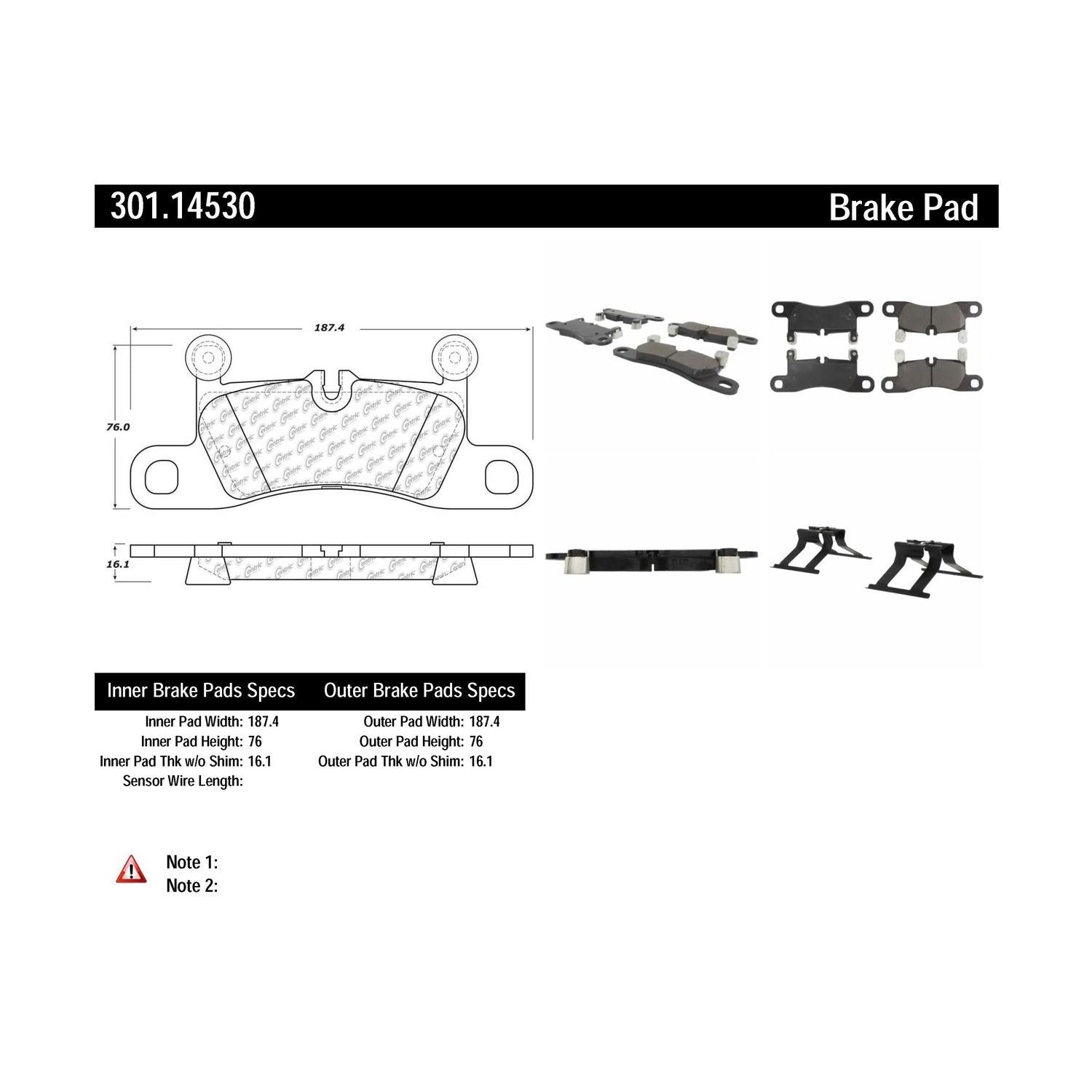 centric parts premium ceramic brake pads with shims and hardware  frsport 301.14530