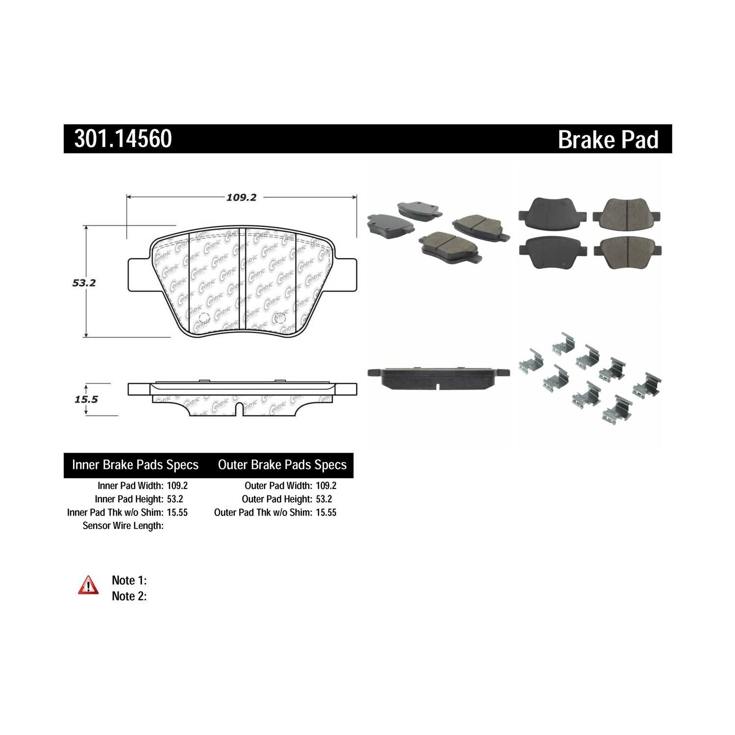 centric parts premium ceramic brake pads with shims and hardware  frsport 301.14560