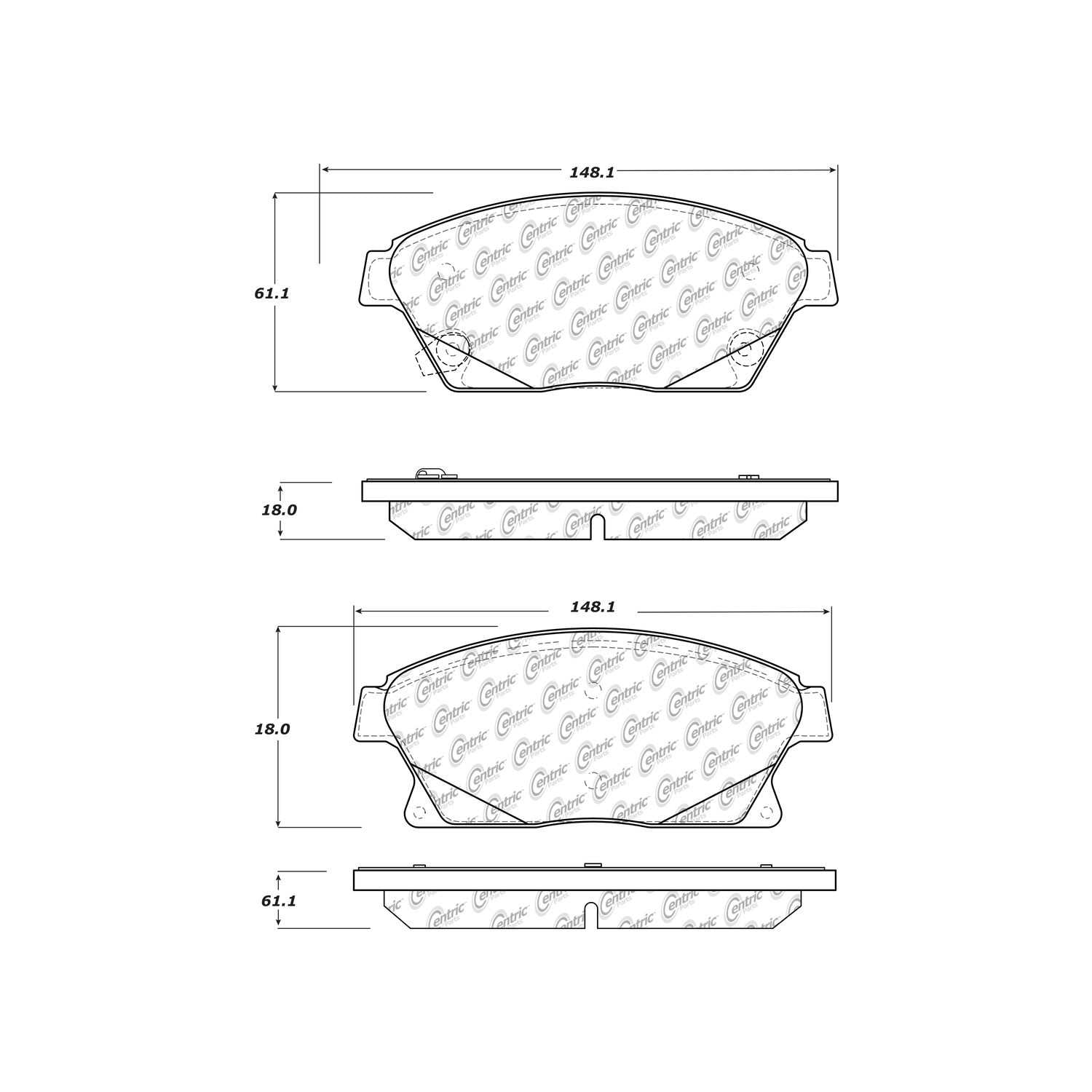 centric parts premium ceramic brake pads with shims and hardware  frsport 301.14670