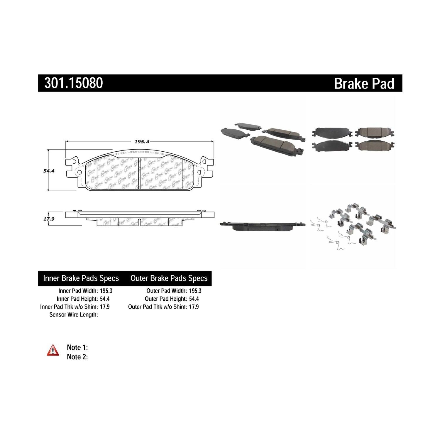 centric parts premium ceramic brake pads with shims and hardware  frsport 301.15080