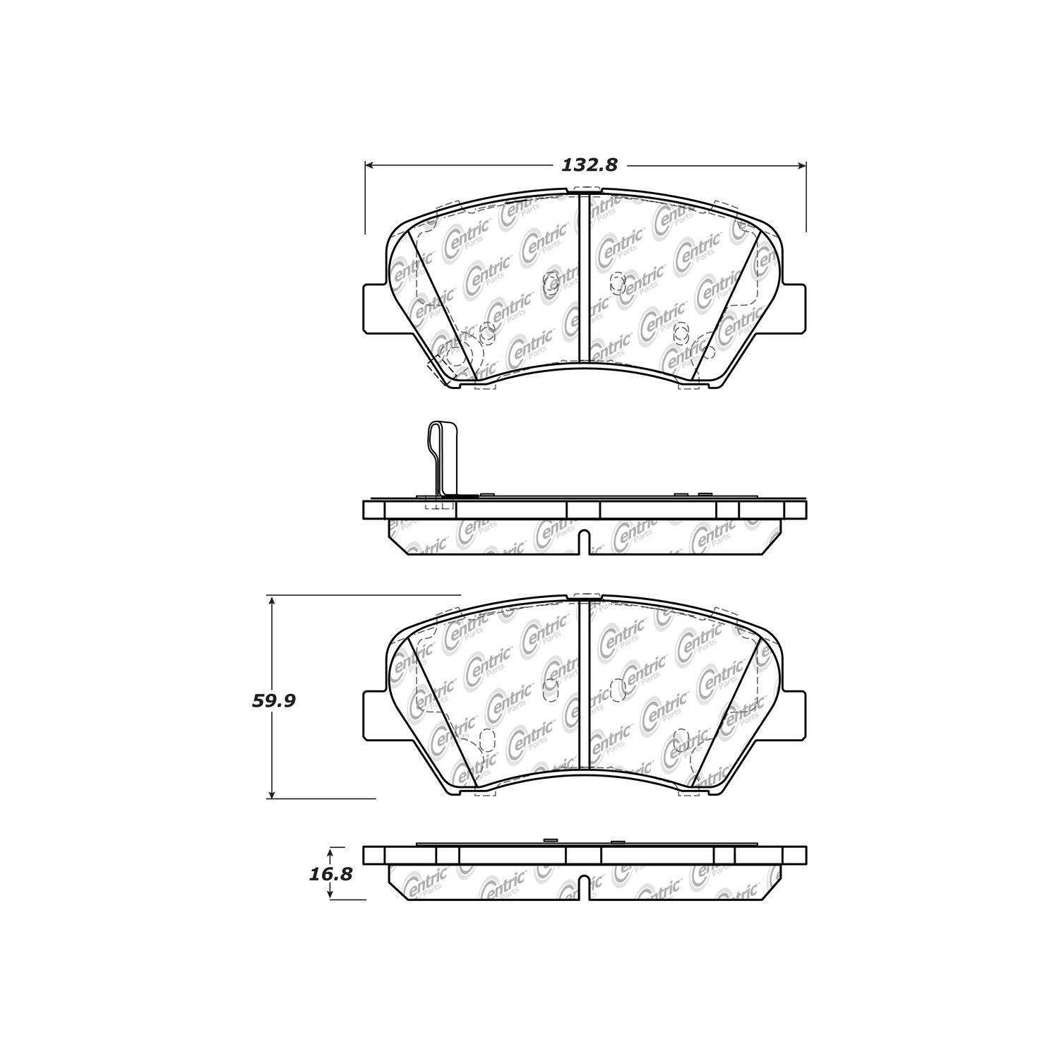 centric parts premium ceramic brake pads with shims and hardware  frsport 301.15431