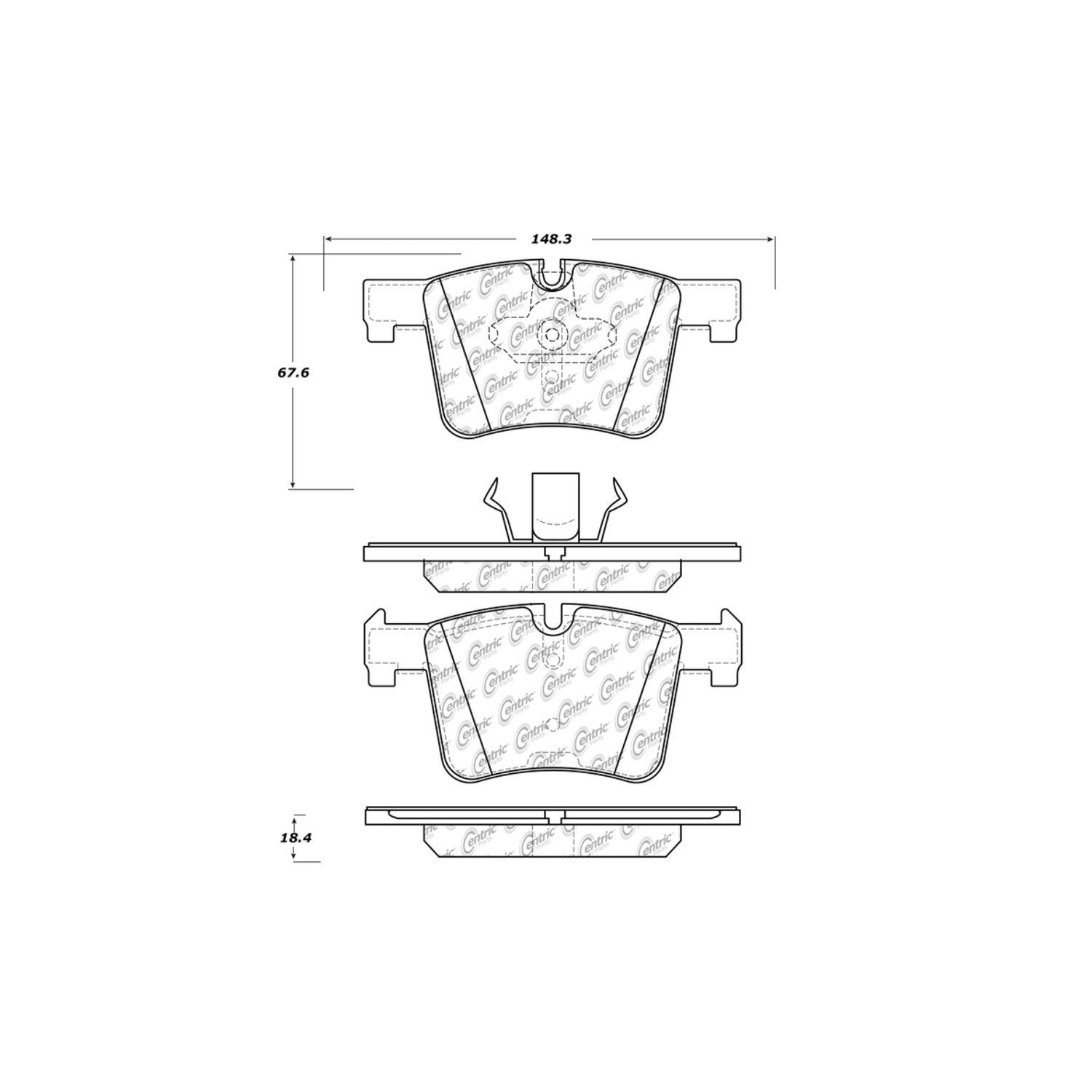 centric parts premium ceramic brake pads with shims and hardware  frsport 301.15610