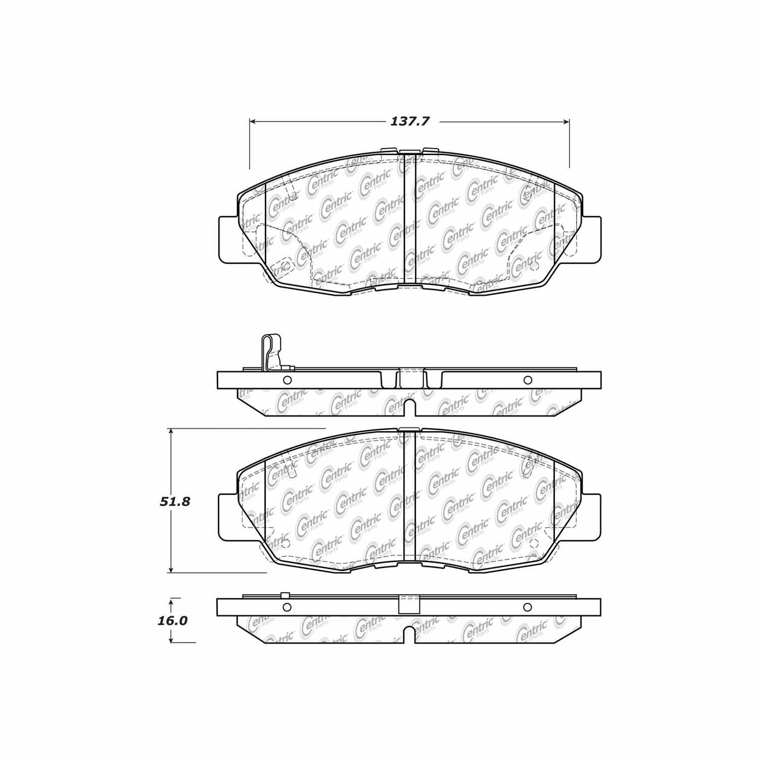 centric parts premium ceramic brake pads with shims and hardware  frsport 301.15780