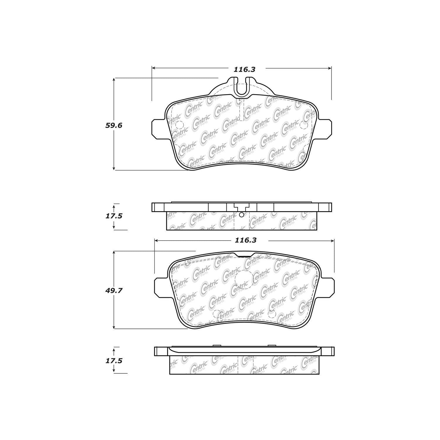 centric parts premium ceramic brake pads with shims and hardware  frsport 301.16300