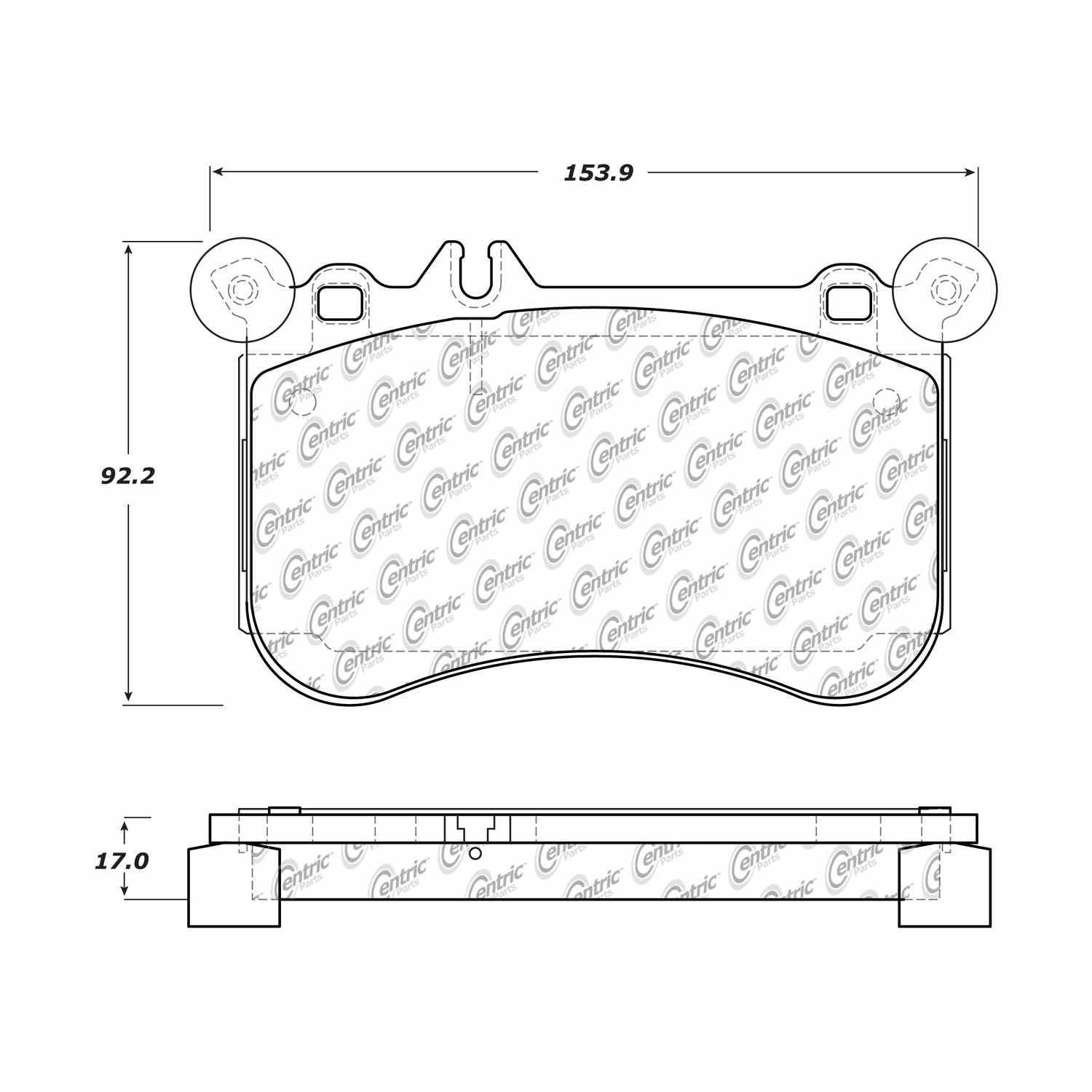 centric parts premium ceramic brake pads with shims and hardware  frsport 301.16340