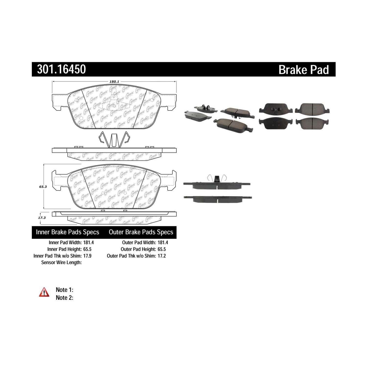 centric parts premium ceramic brake pads with shims and hardware  frsport 301.16450