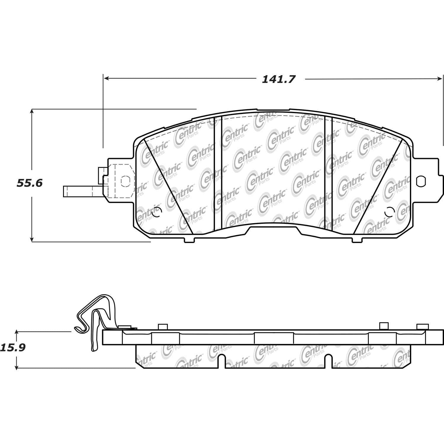 centric parts premium ceramic brake pads with shims and hardware  frsport 301.16500