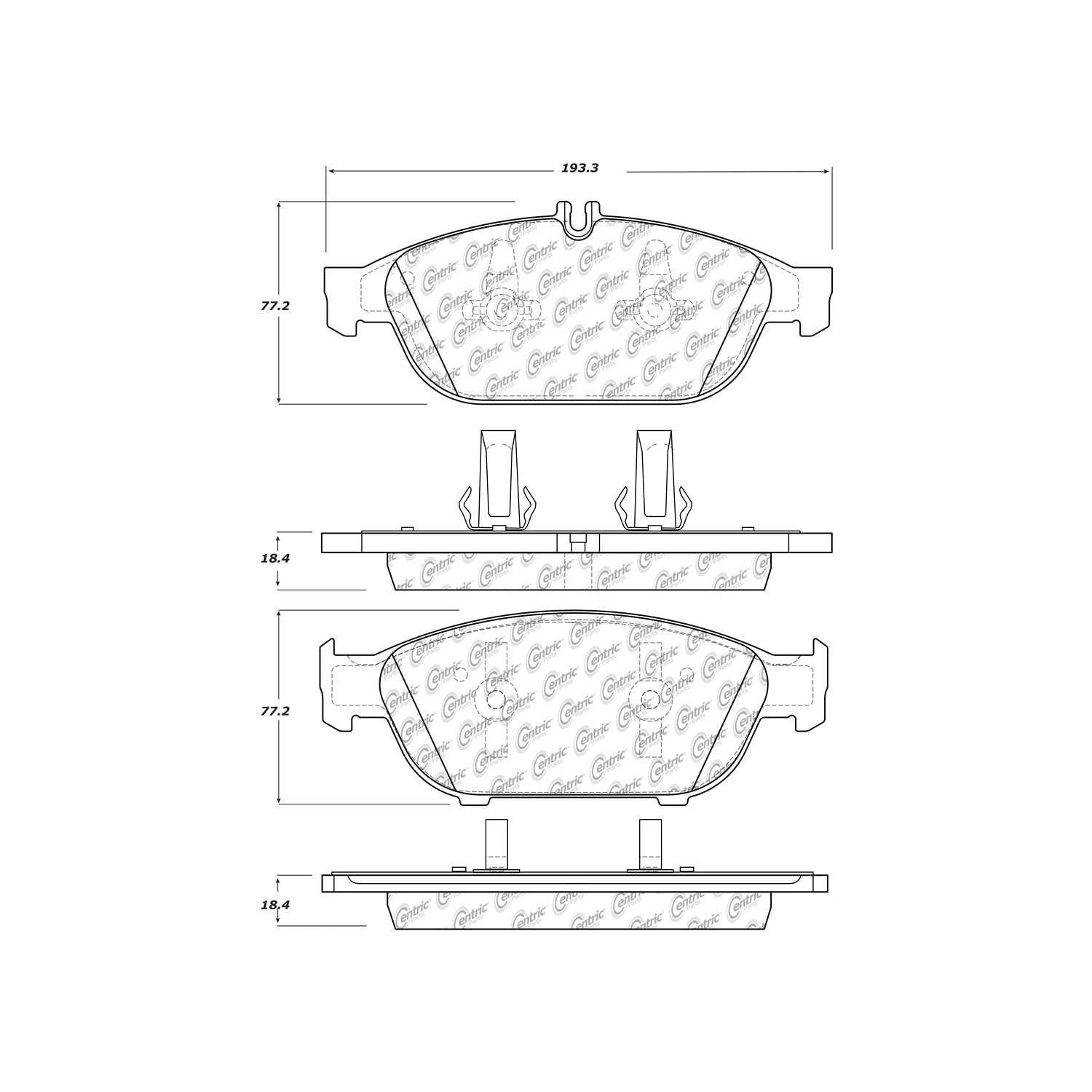 centric parts premium ceramic brake pads with shims  frsport 301.16520