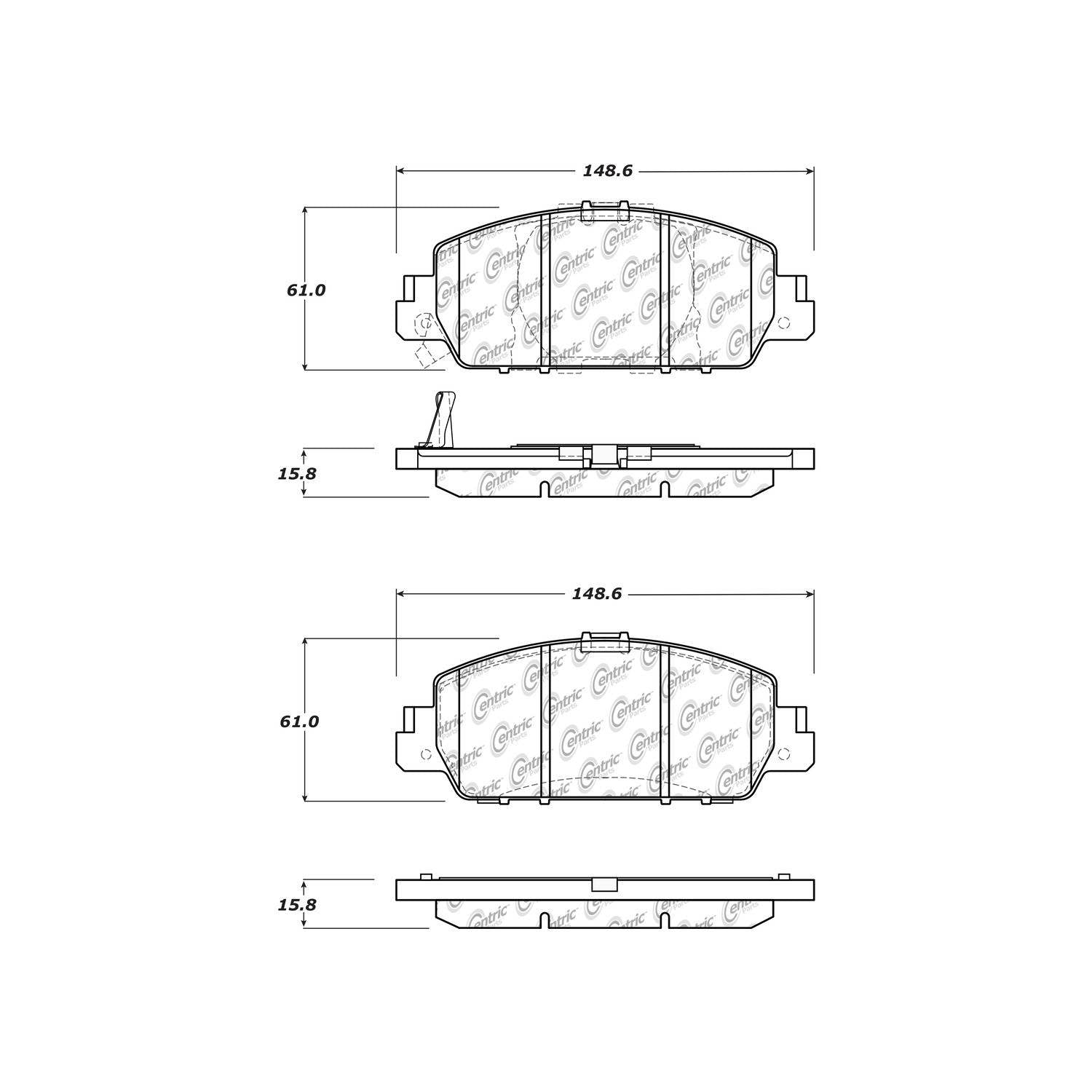 centric parts premium ceramic brake pads with shims and hardware  frsport 301.16540