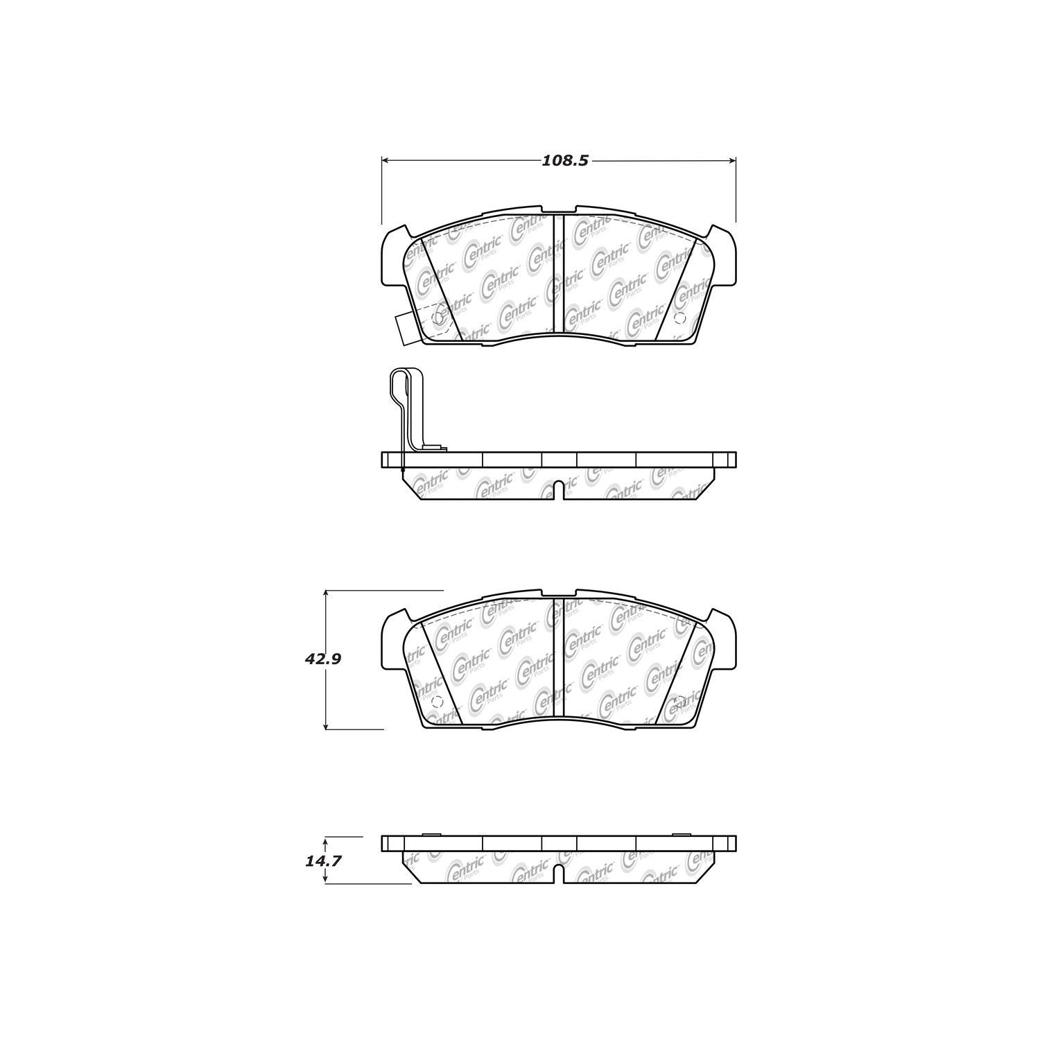 centric parts premium ceramic brake pads with shims and hardware  frsport 301.16580