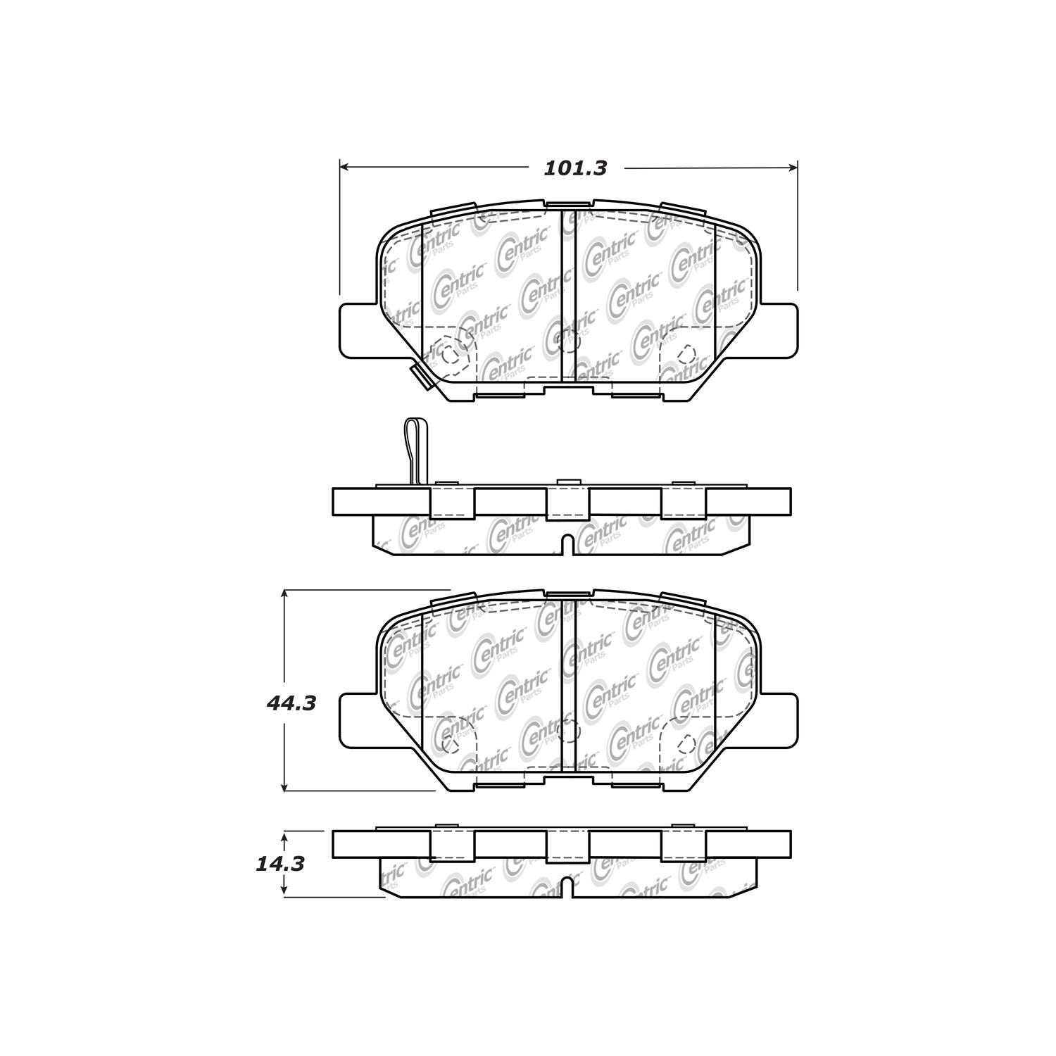 centric parts premium ceramic brake pads with shims and hardware  frsport 301.16790