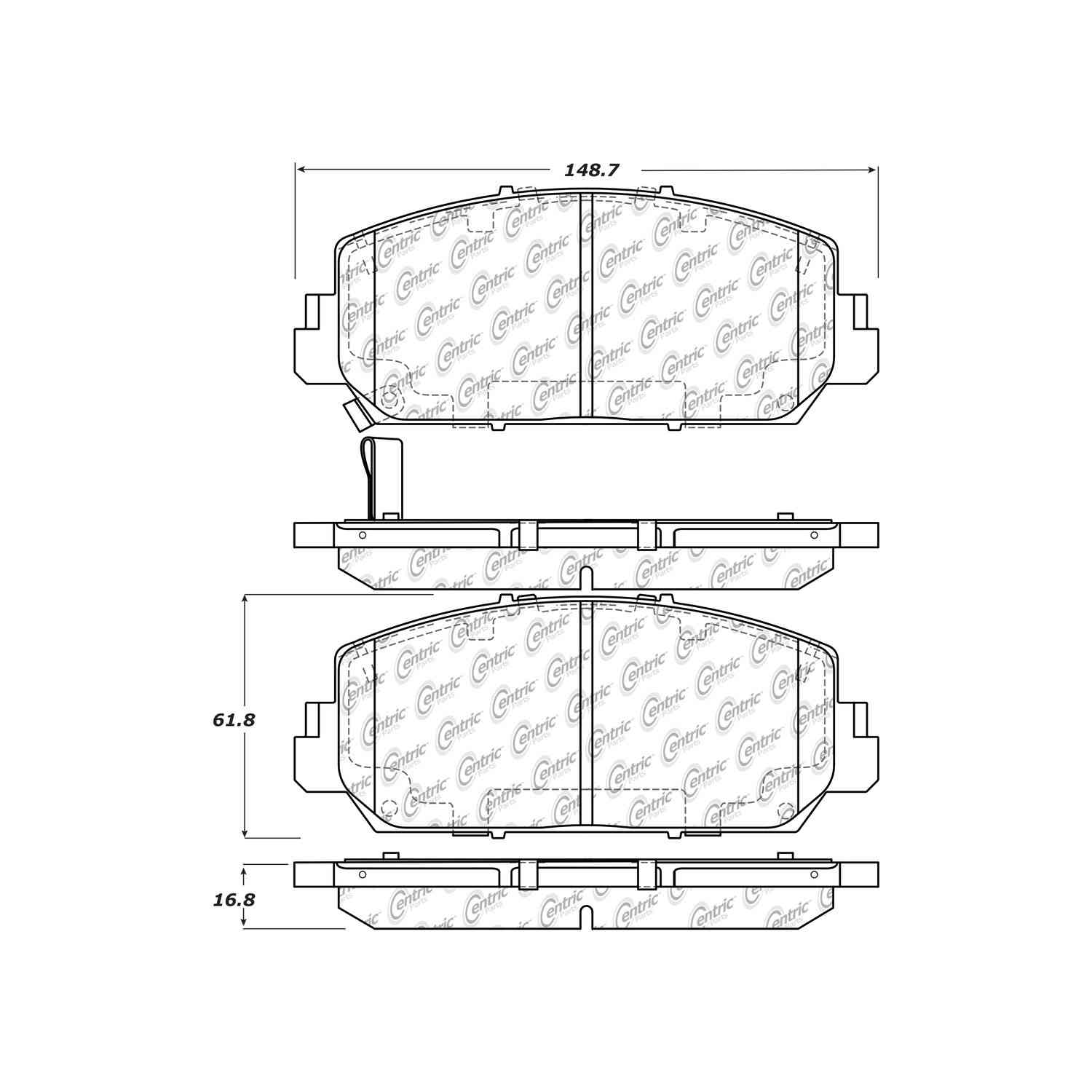 centric parts premium ceramic brake pads with shims and hardware  frsport 301.16970