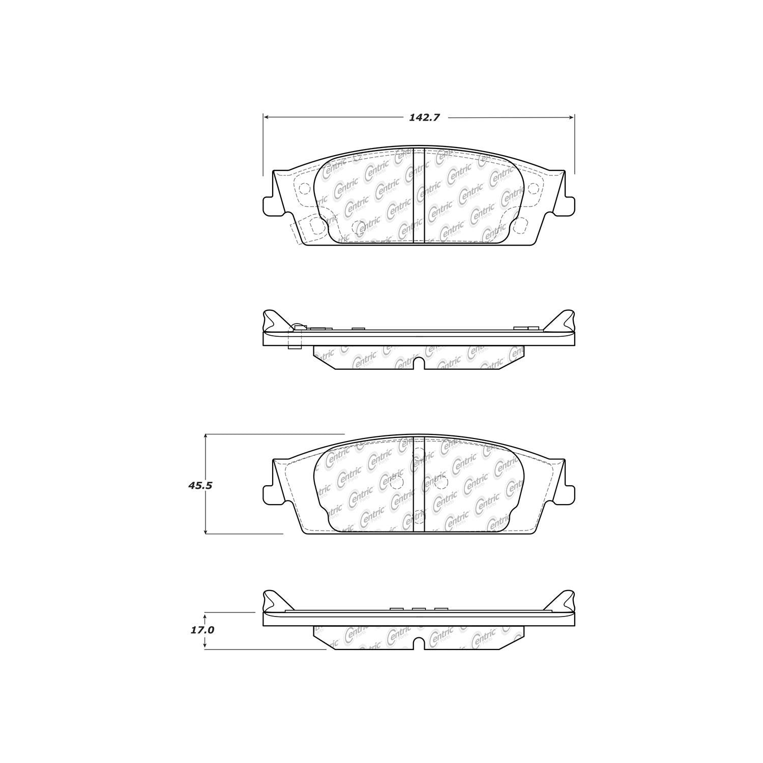 centric parts premium ceramic brake pads with shims and hardware  frsport 301.17070