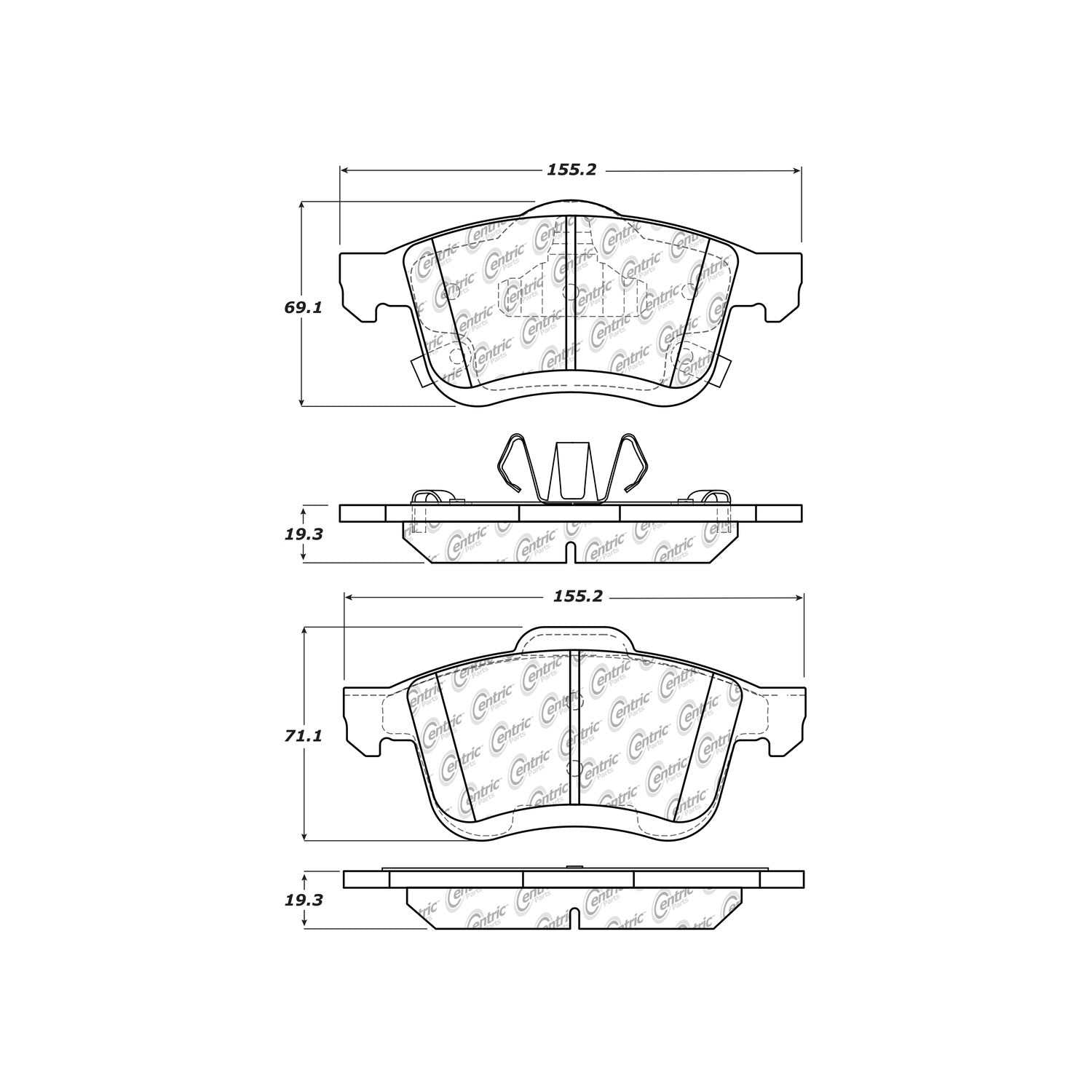 centric parts premium ceramic brake pads with shims and hardware  frsport 301.17210