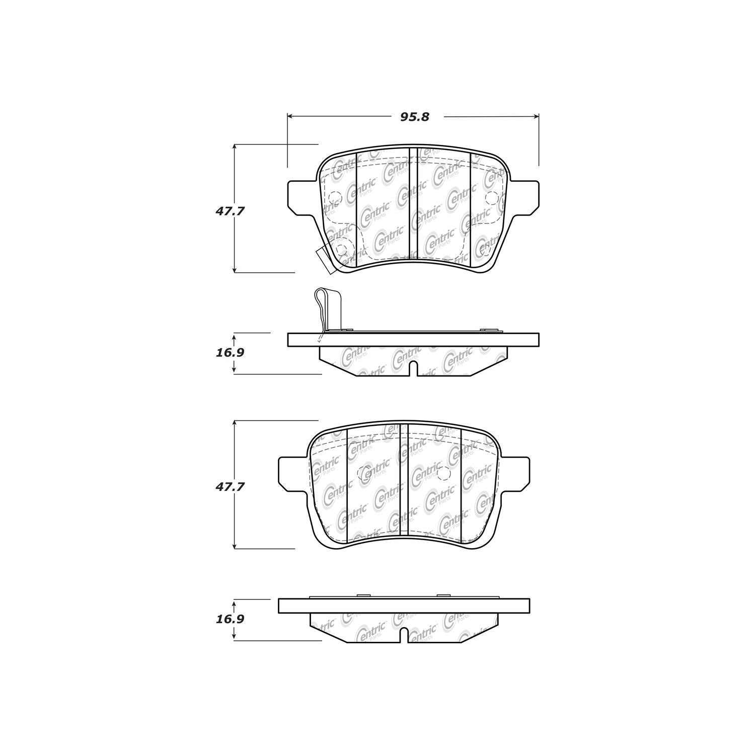 centric parts premium ceramic brake pads with shims and hardware  frsport 301.17220