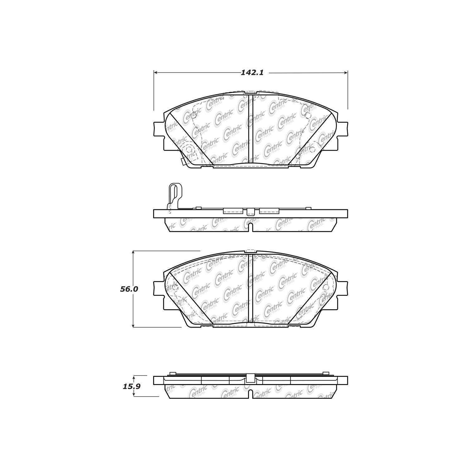 centric parts premium ceramic brake pads with shims and hardware  frsport 301.17280