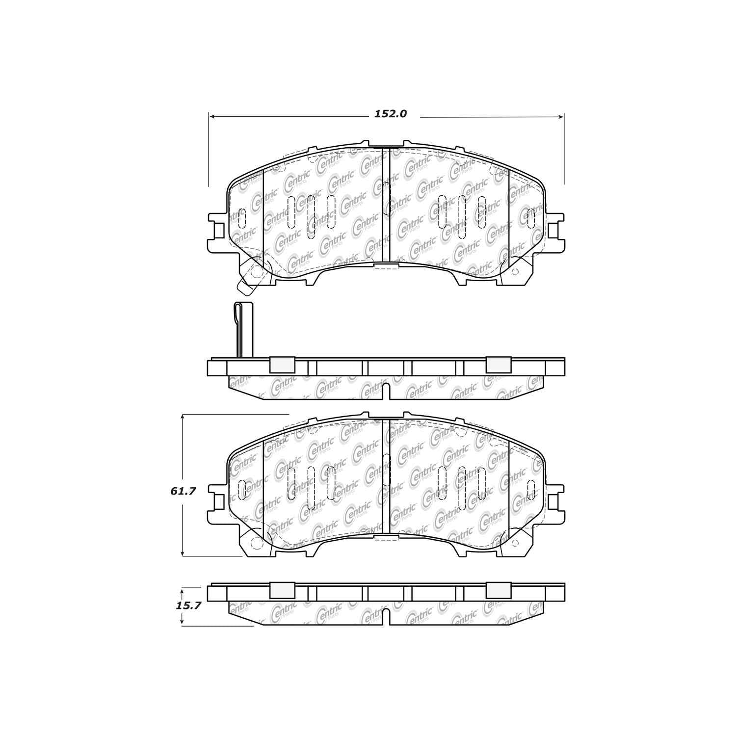 centric parts premium ceramic brake pads with shims and hardware  frsport 301.17360