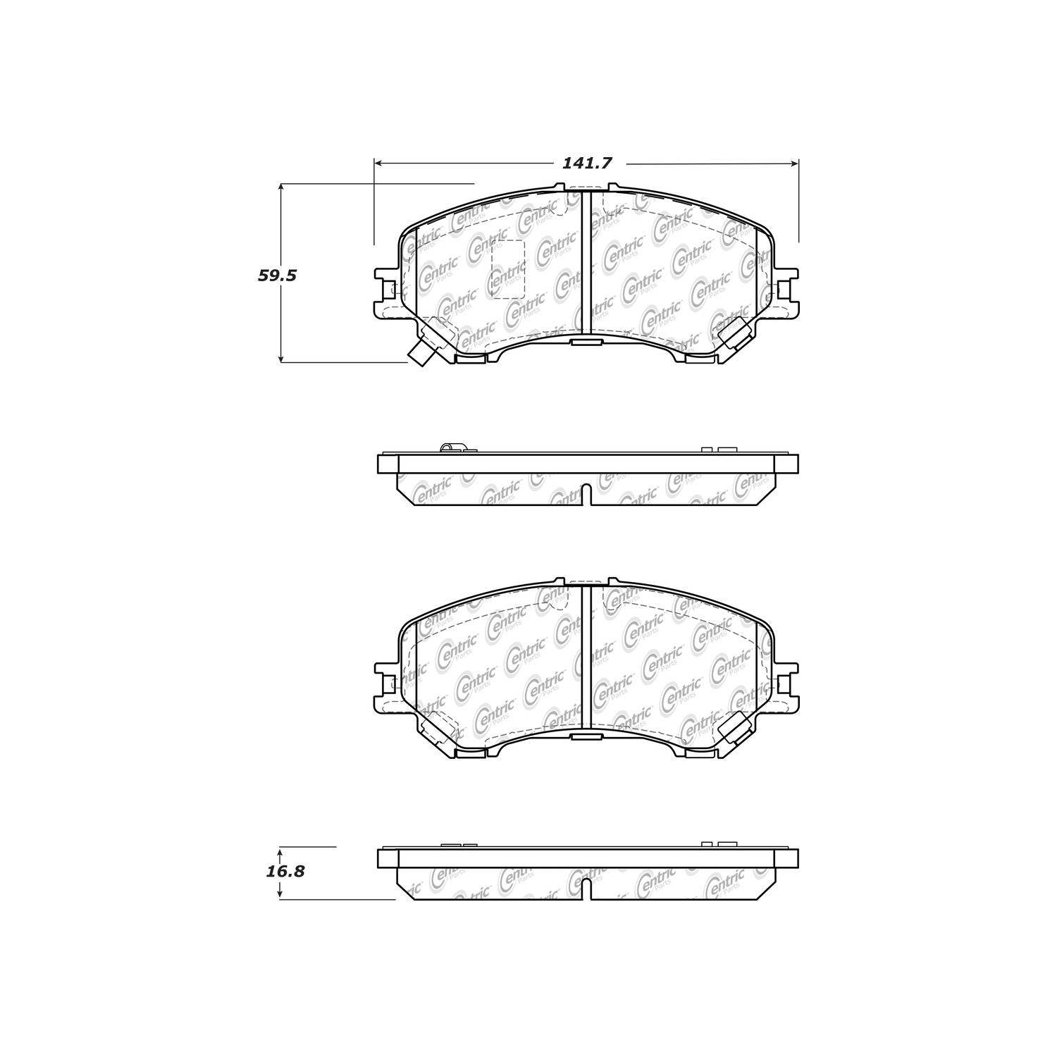 centric parts premium ceramic brake pads with shims and hardware  frsport 301.17370