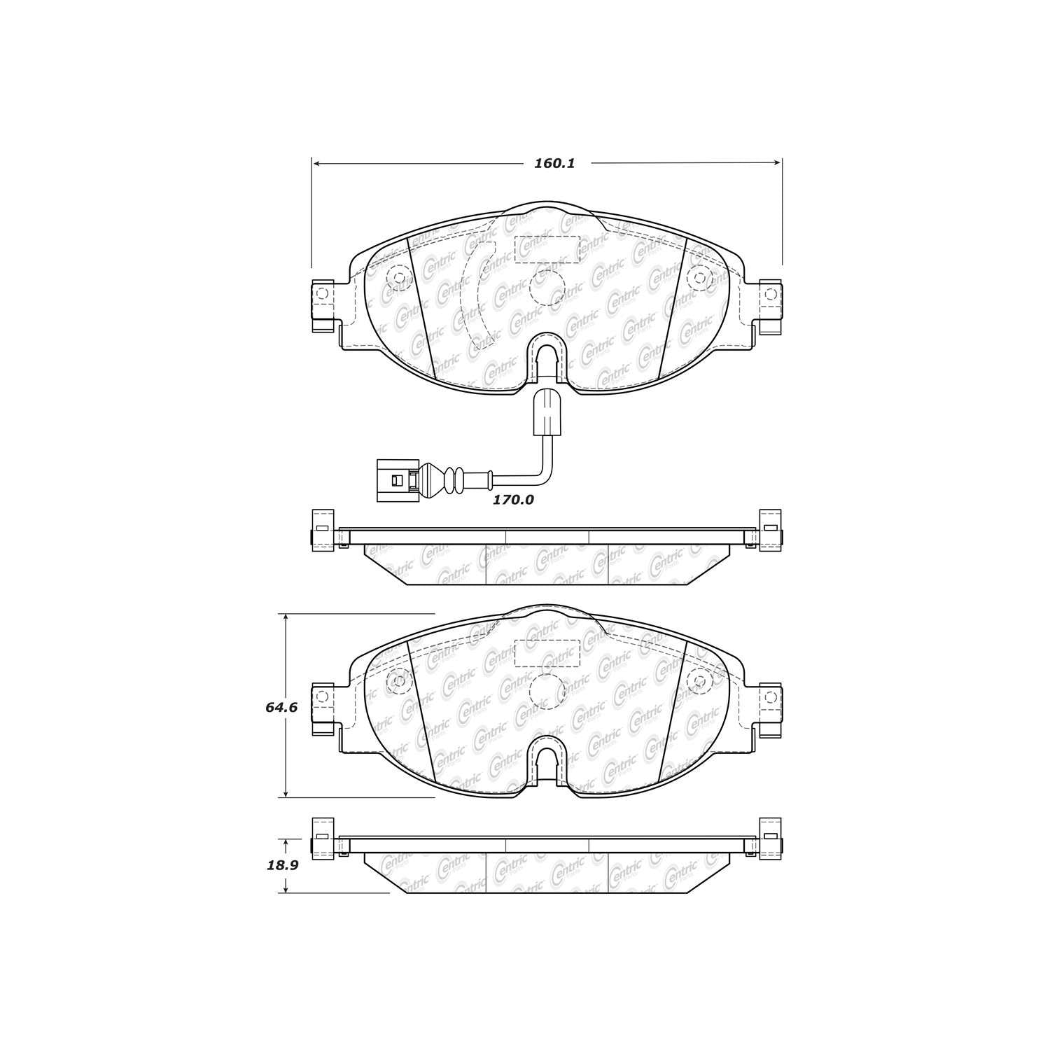 centric parts premium ceramic brake pads with shims  frsport 301.17600