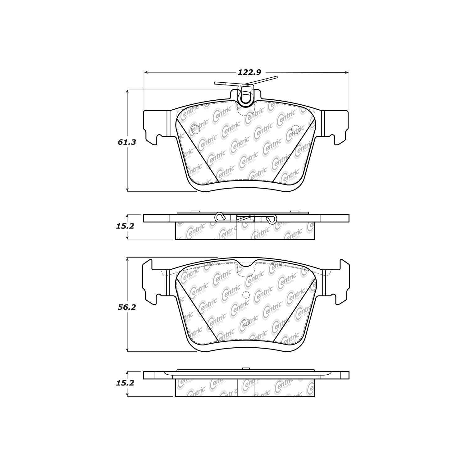 centric parts premium ceramic brake pads with shims and hardware  frsport 301.17610