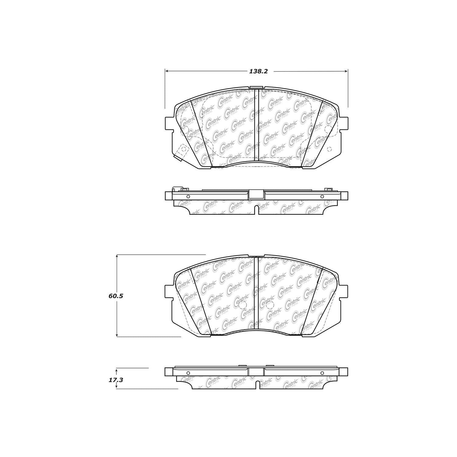 centric parts premium ceramic brake pads with shims and hardware  frsport 301.18260