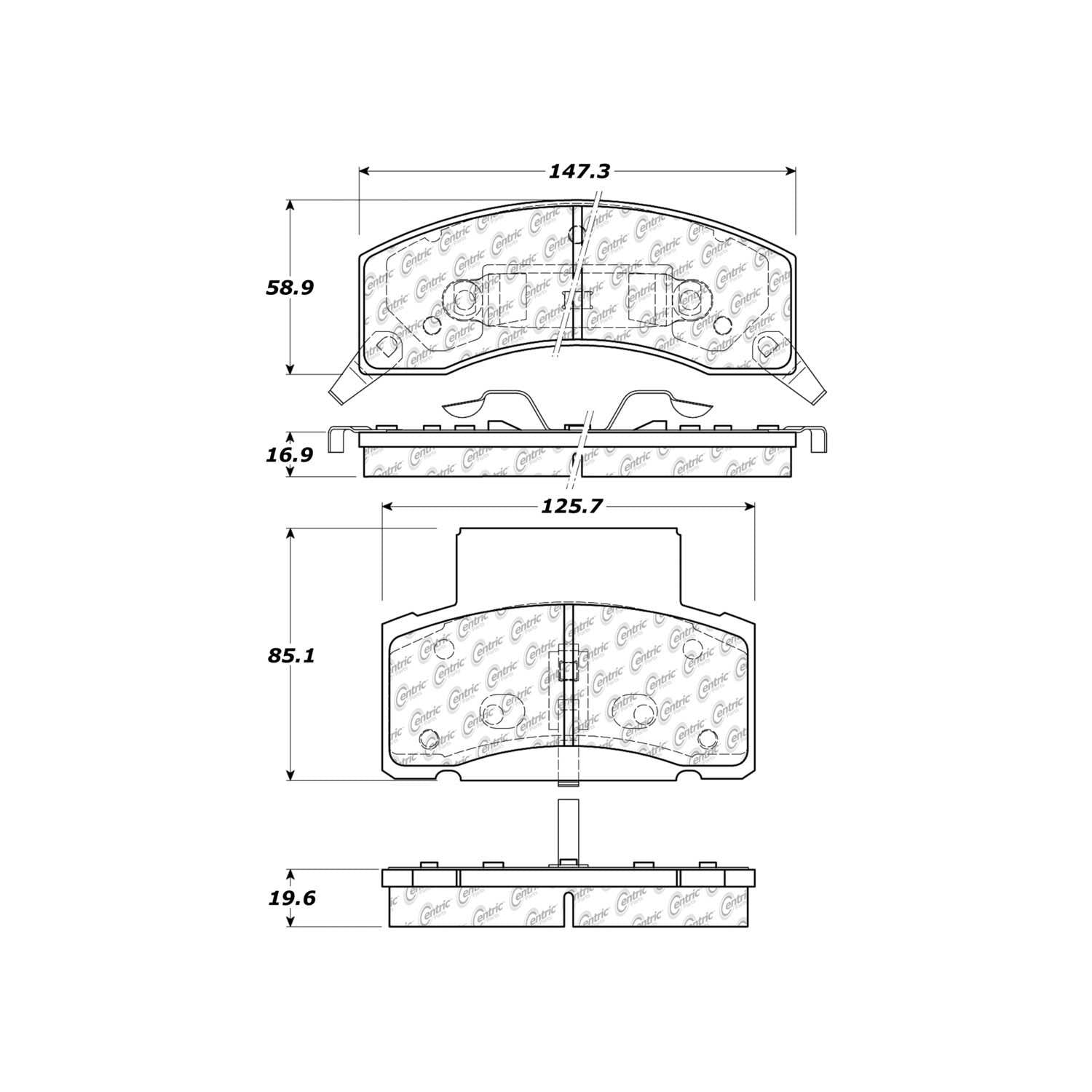 centric parts fleet performance brake pads with hardware  frsport 306.04590