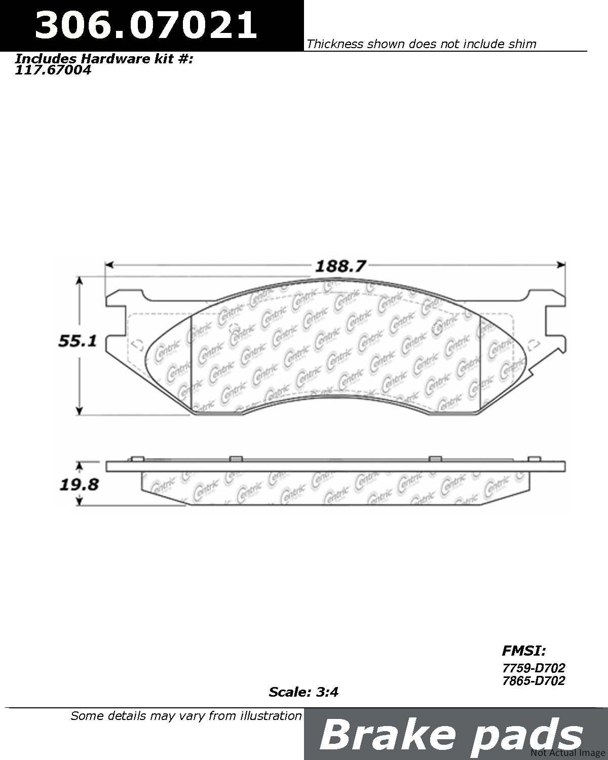 Stoptech Centric 01-08 Dodge Ram 2500/3500 Reg & Quad Cab Fleet Performance Rear Brake Pads 306.07021