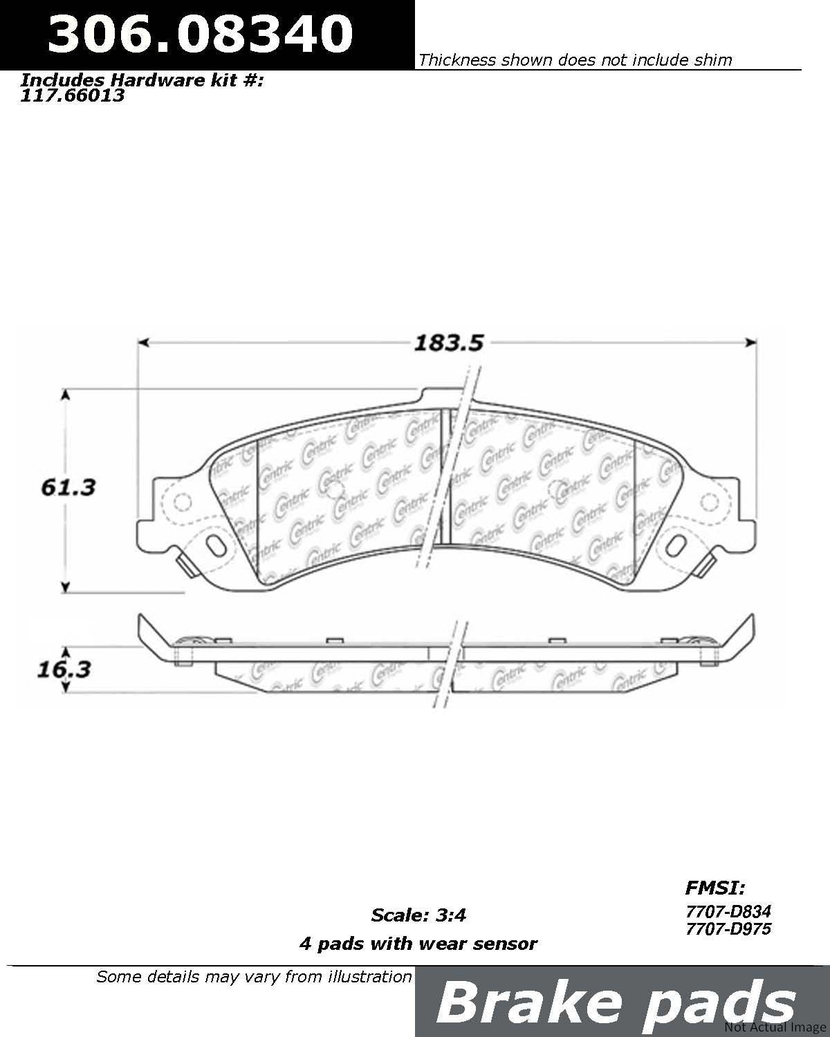 Stoptech Centric Power Slot 02-06 Escalade / 03-06 Avalance 1500 Rear Brake Pads 306.08340