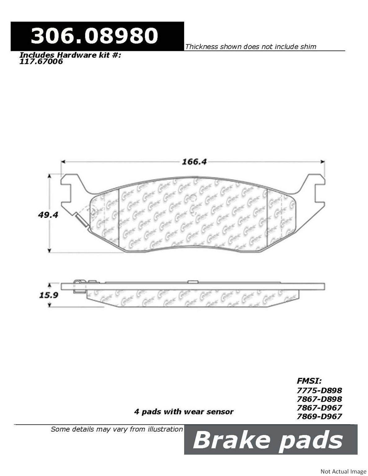 Stoptech Centric Performance Brake Pads 306.08980